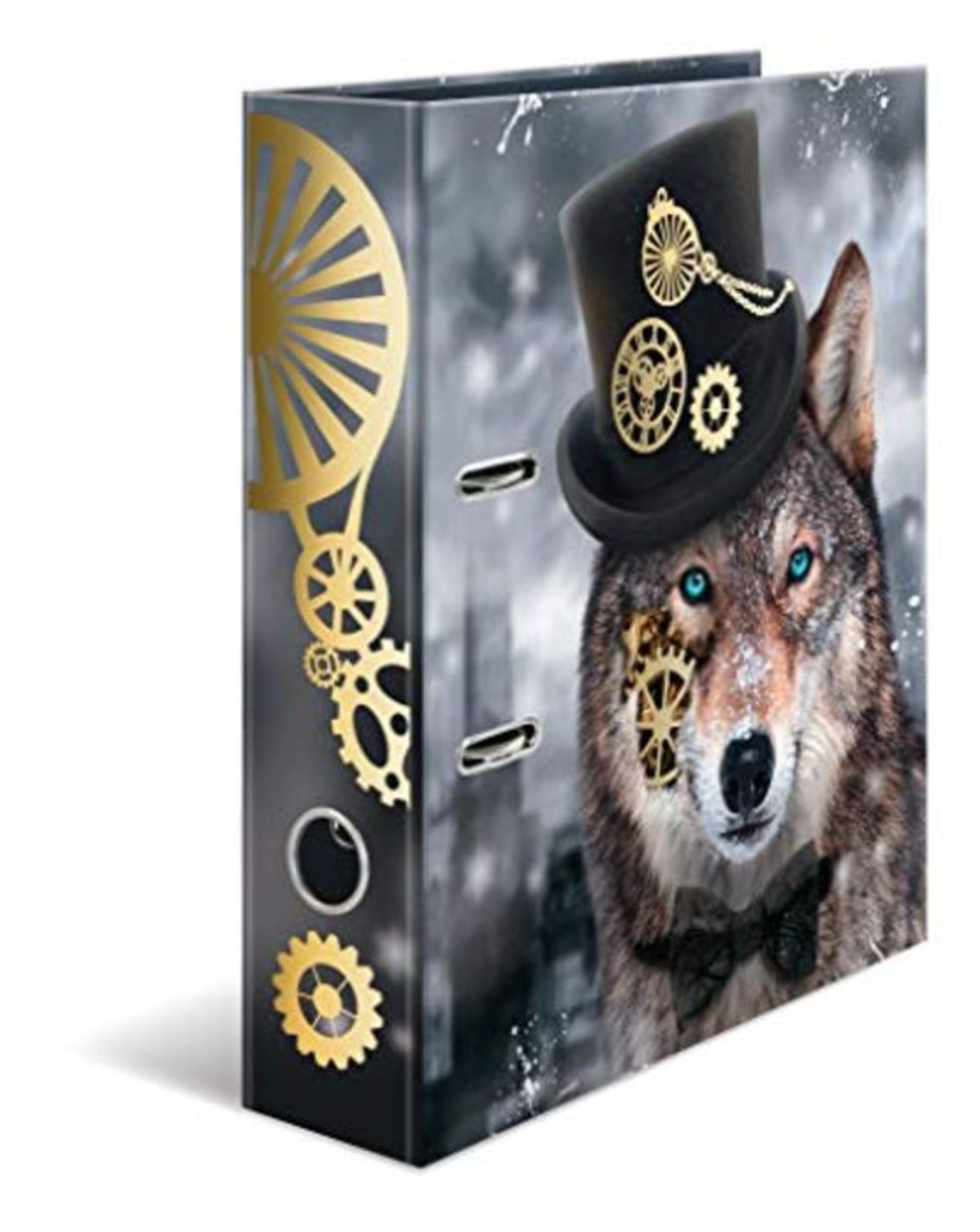 HERMA Lever Arch File Steampunk with Wolf Motif, A4, 70 mm Spine, with Inner Print, 1