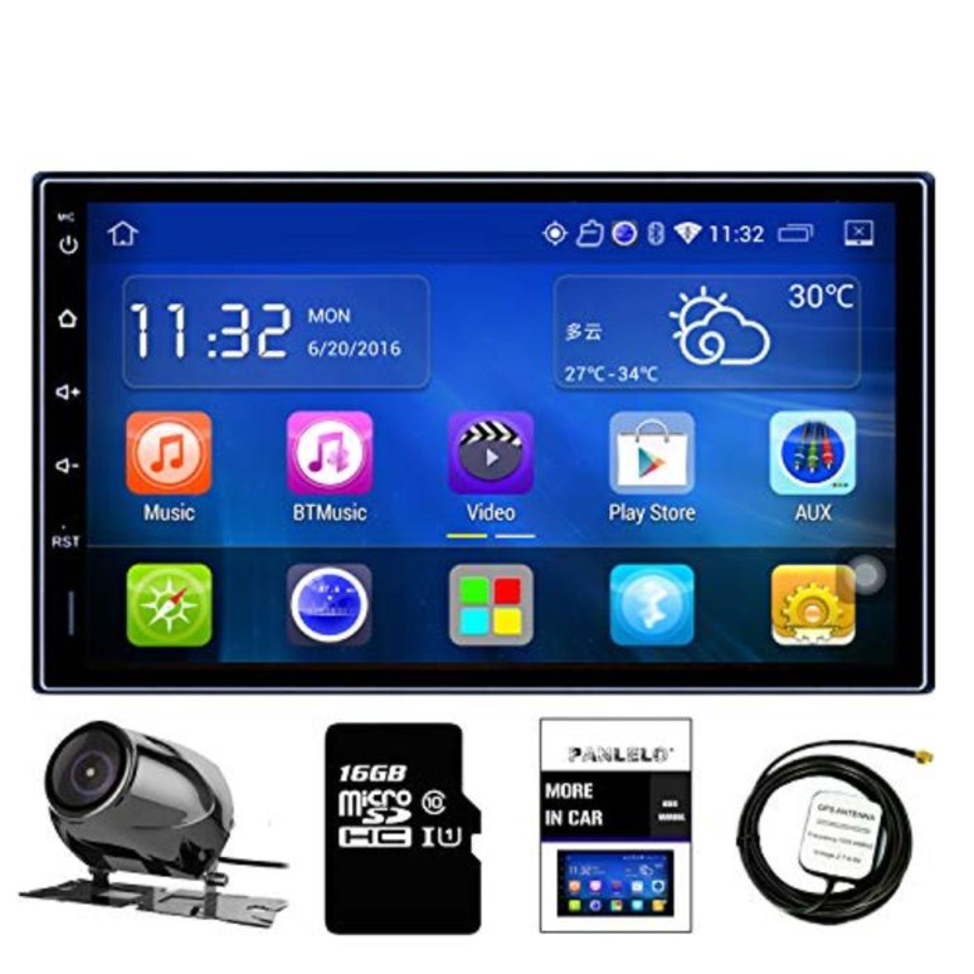 RRP £86.00 Panlelo Android Car Stereo Rear View Camera Quad Core 1G RAM + 16G ROM 16G SD Card 7 i