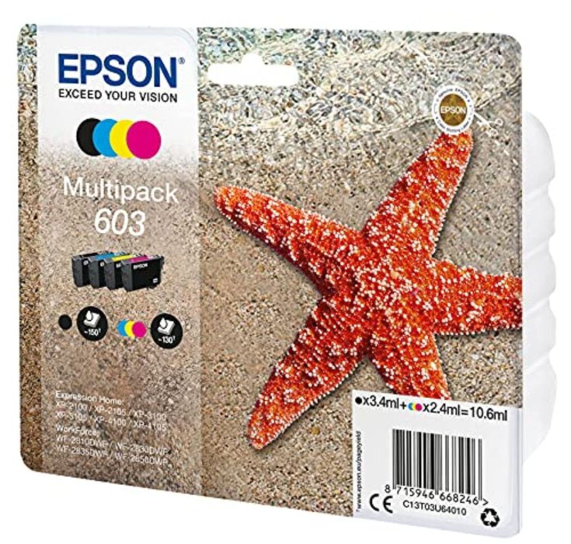 Epson 603 Starfish Genuine Multipack, 4-Colours Ink Cartridges, Amazon Dash Replenishm