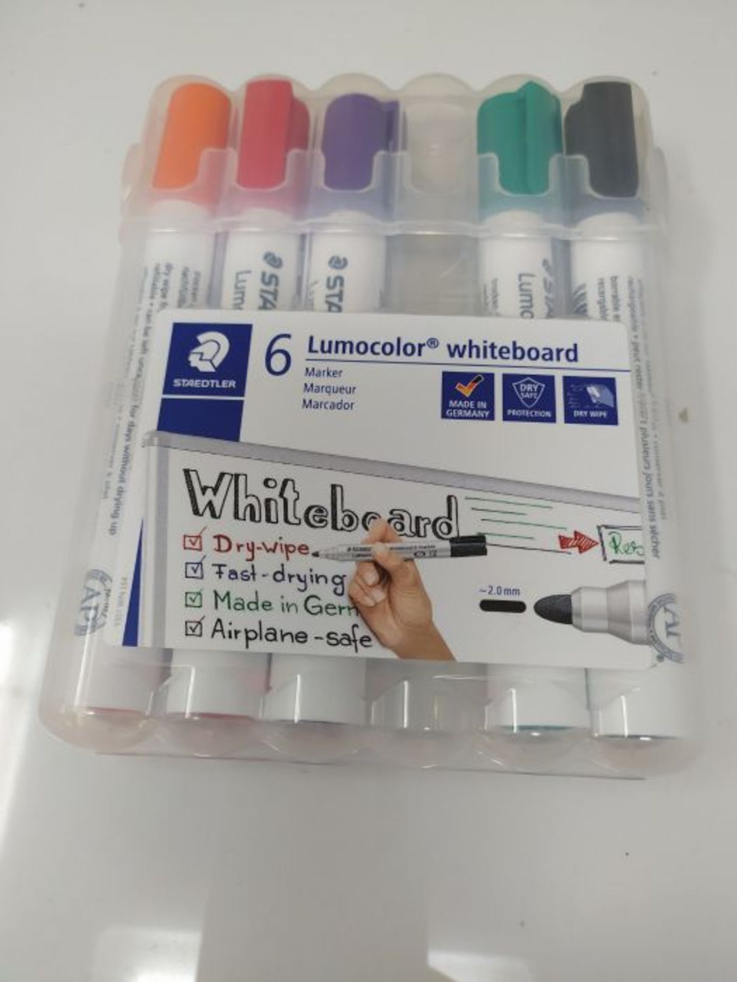STAEDTLER 351WP6 Lumocolour Whiteboard Marker with Bullet Tip, Multicolor, Pack of 6 - Image 2 of 2