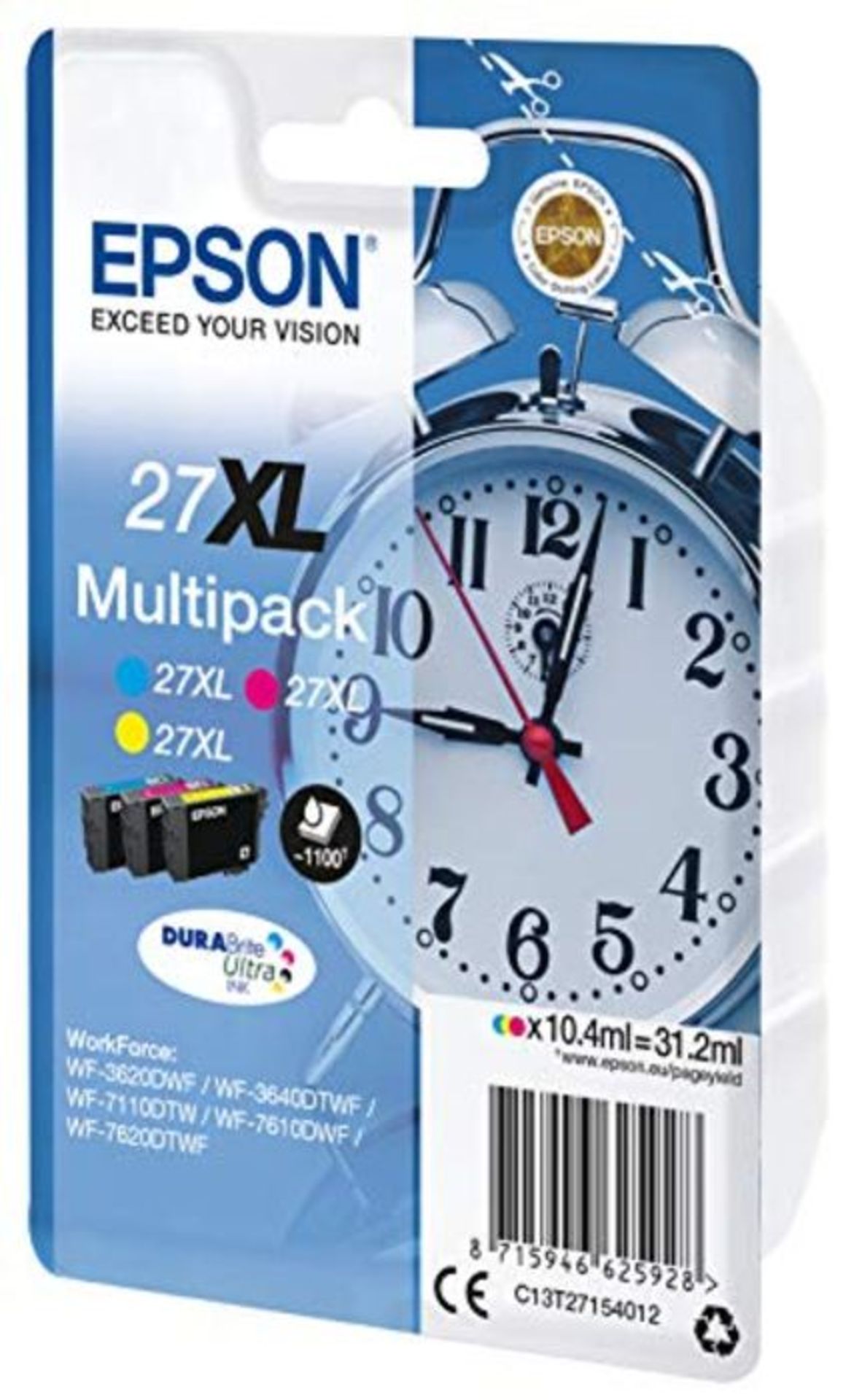 RRP £57.00 Epson 235M164 Alarm Clock No.27 X-Large Series High Capacity Ink Cartridge, Multi-Colo