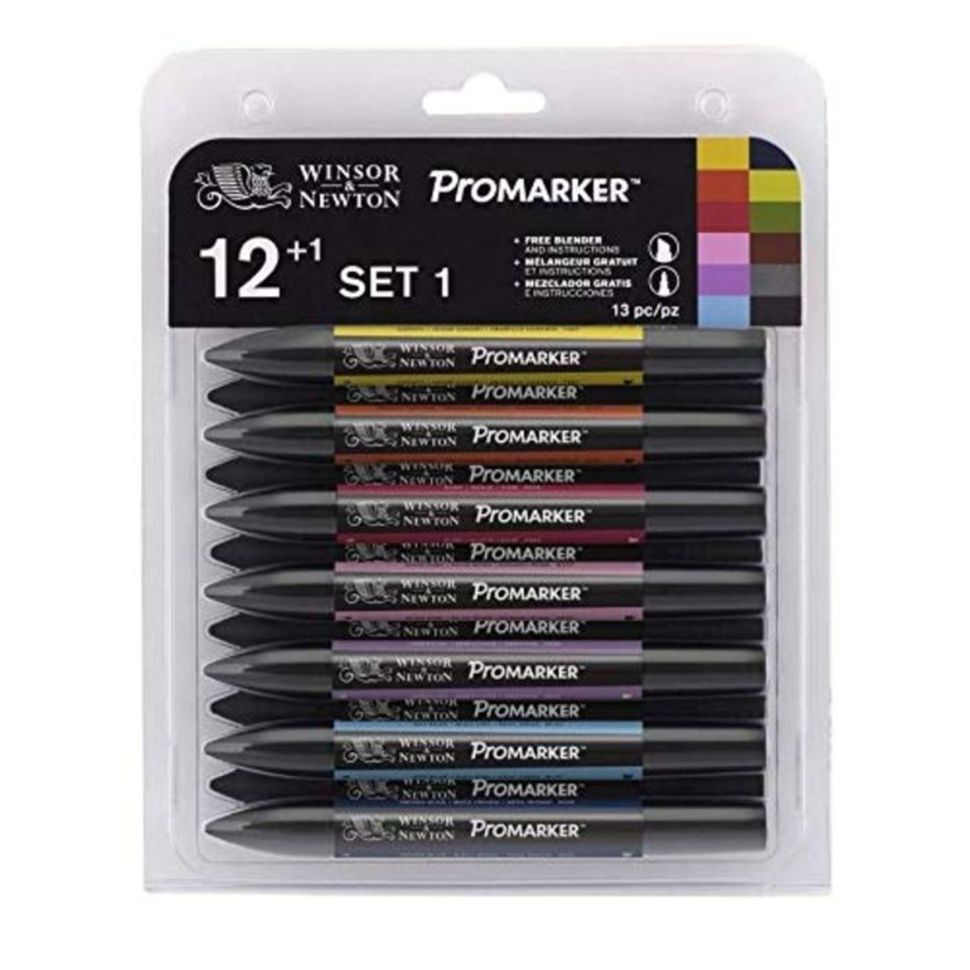 Letraset ProMarker Set No.1 - Pack of 1 (12 Colours and Free Blender)
