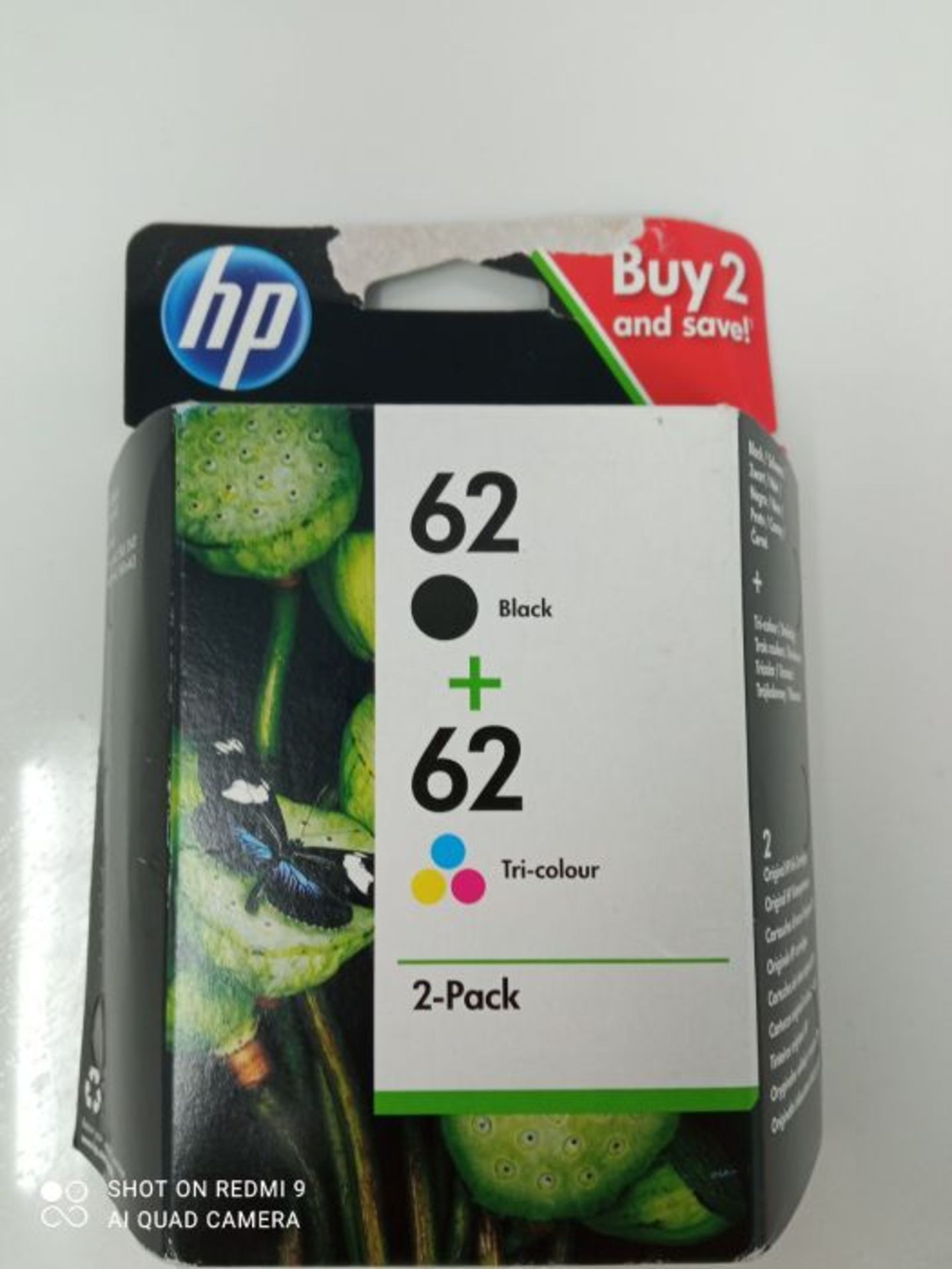 HP N9J71AE 62 Original Ink Cartridges, Black and Tri-color, Multipack - Image 2 of 3