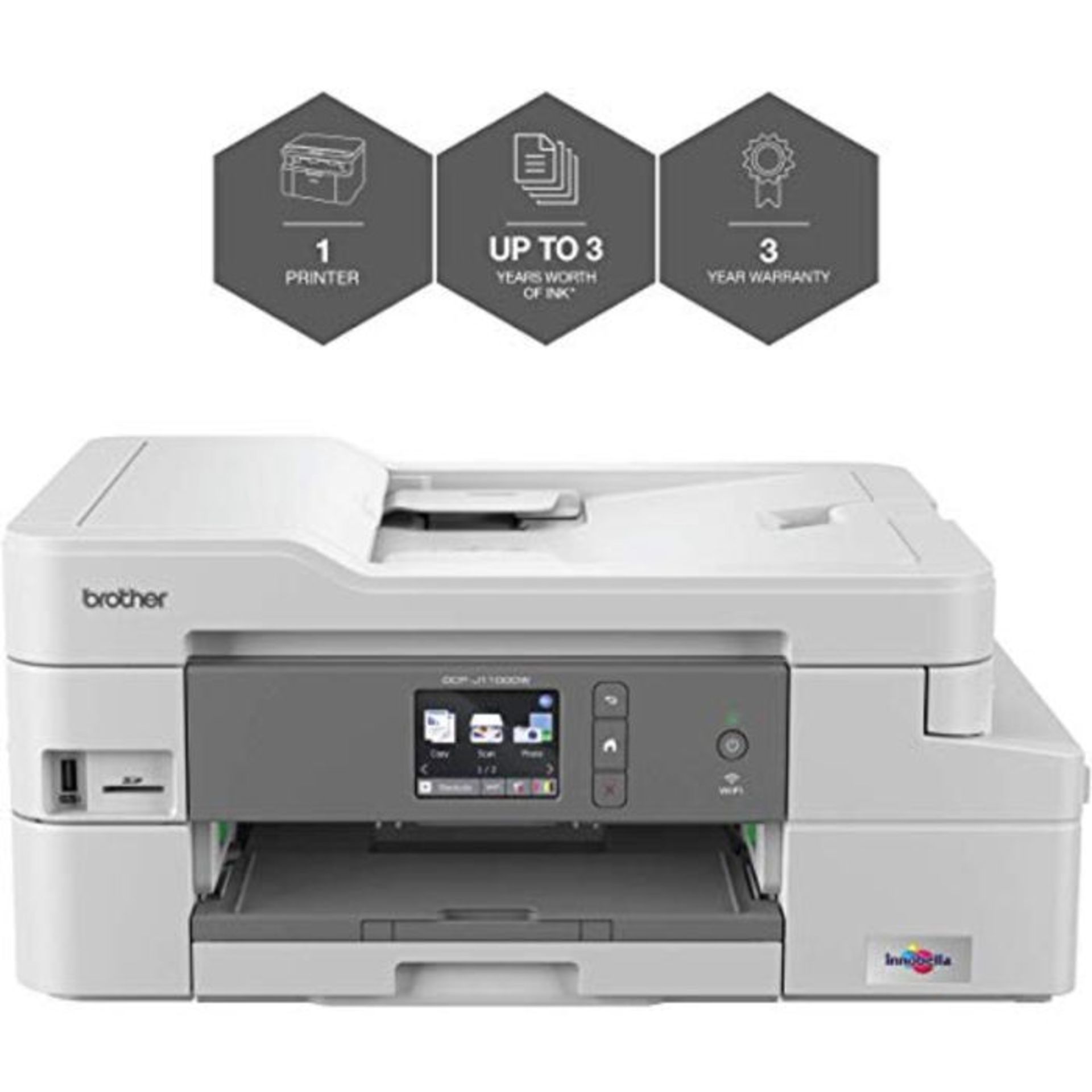 RRP £283.00 Brother DCP-J1100DW 'All in Box Bundle' Colour Inkjet Printer - All-in-One, Wireless/U