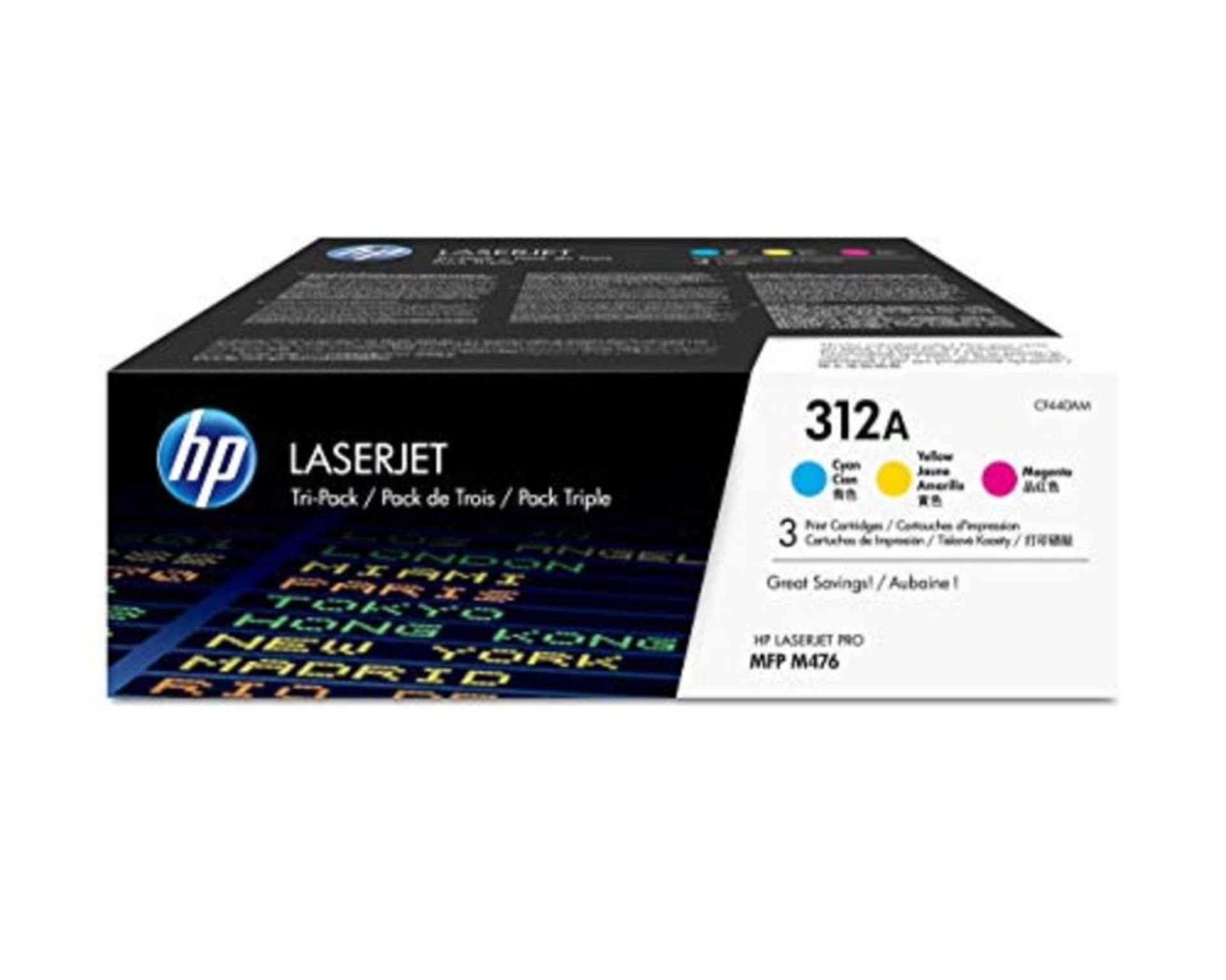 RRP £280.00 HP CF440AM 312A Original LaserJet Toner Cartridges, Cyan/Magenta/Yellow, Multipack