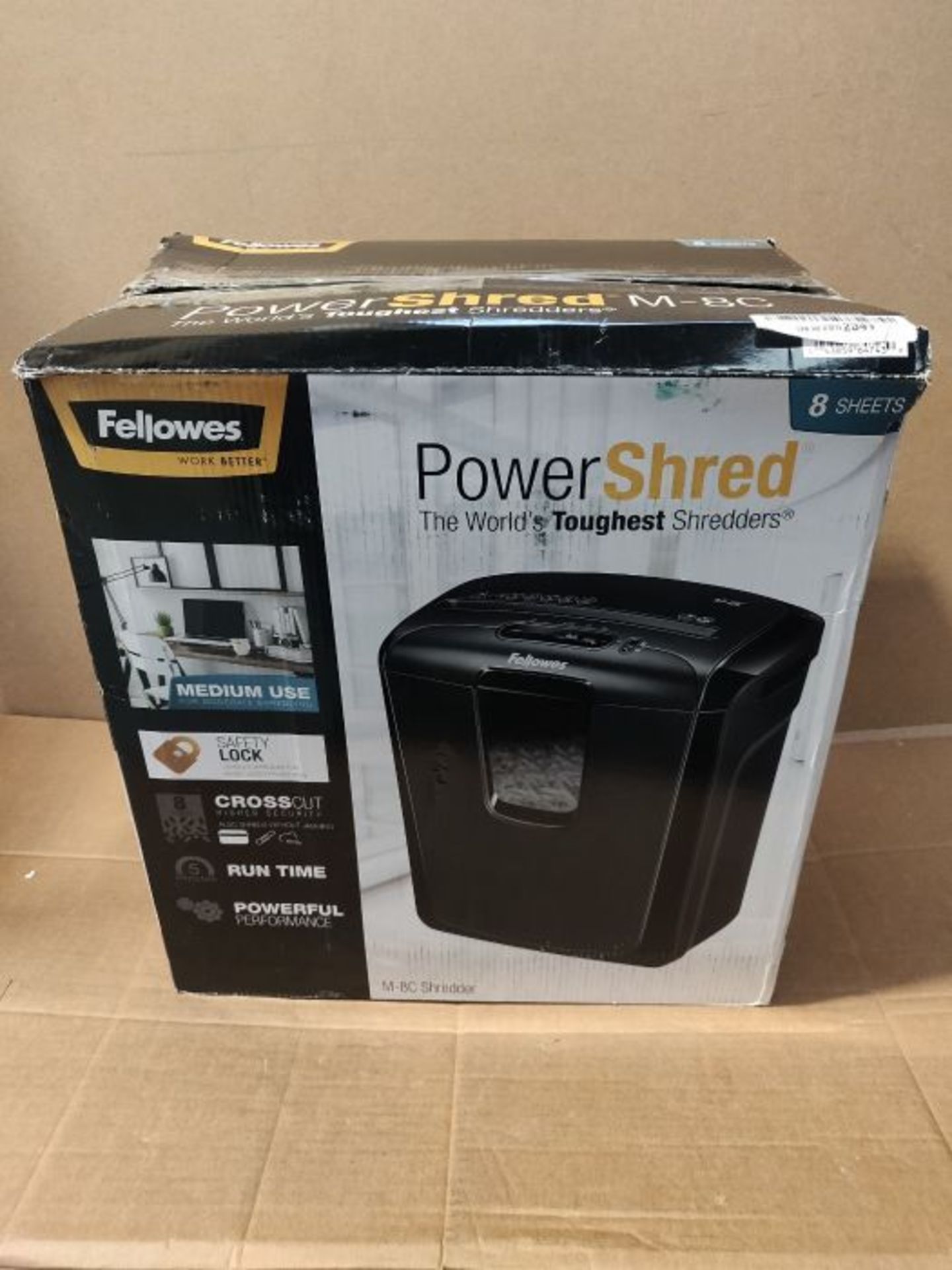 RRP £54.00 Fellowes Powershred M-8C 8 Sheet Cross Cut Personal Shredder with Safety Lock - Image 2 of 3