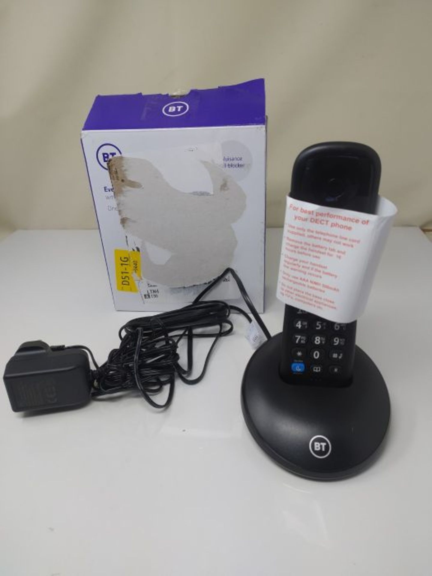 BT Everyday Cordless Home Phone with Basic Call Blocking, Single Handset Pack, Black - Image 2 of 2