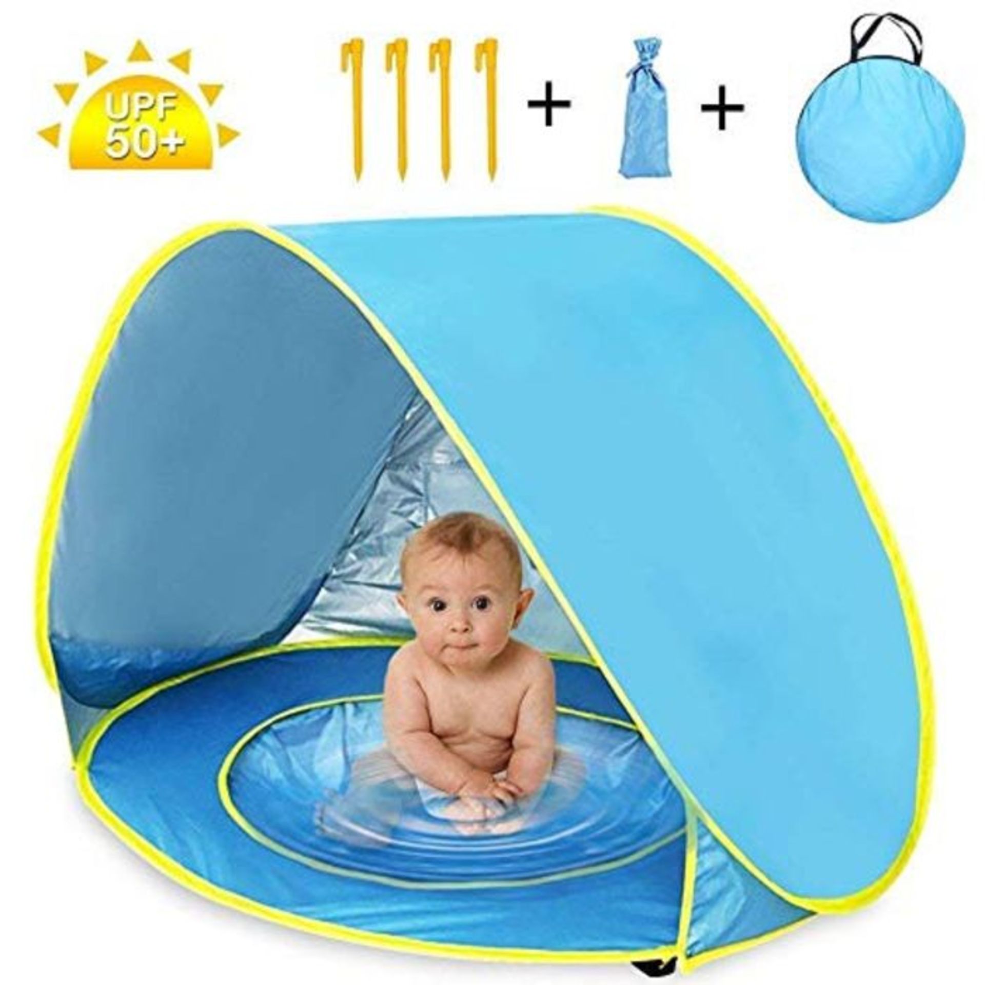 Nice2you Pop up Baby Beach Tent, Baby Tent with Folding Pool, 50+ SPF UV Protection Su