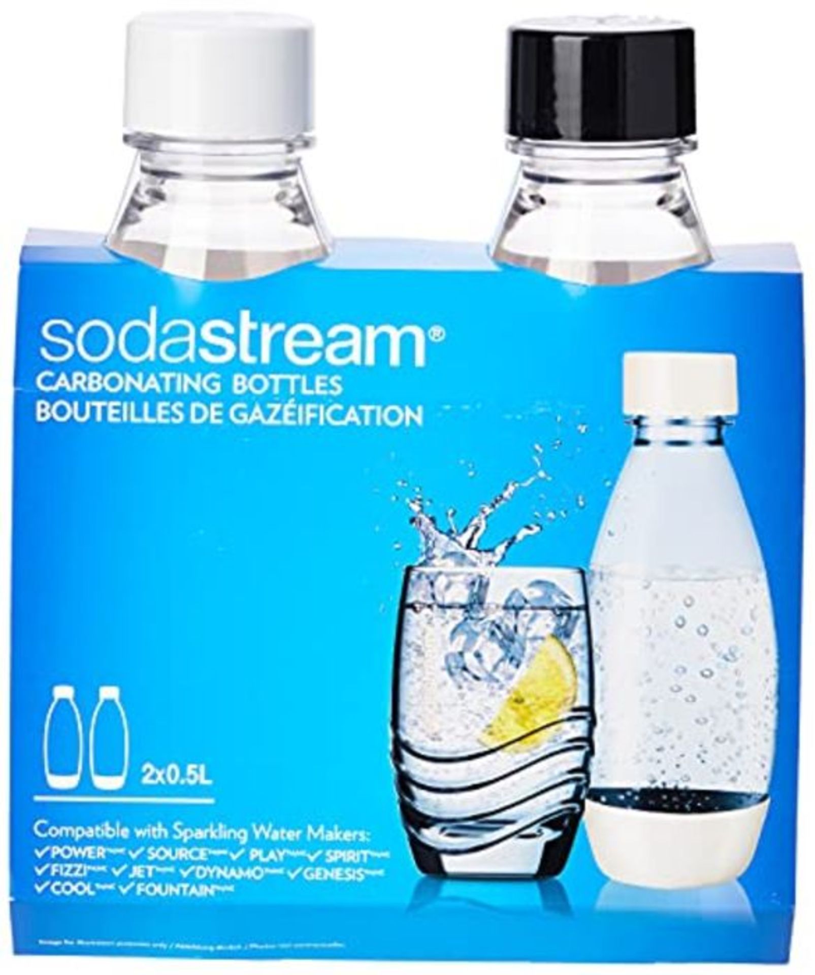 SodaStream 3000047 Flaschen, PET, 0,5 l, WeiÃx/Schwarz, 2 StÃ¼ck