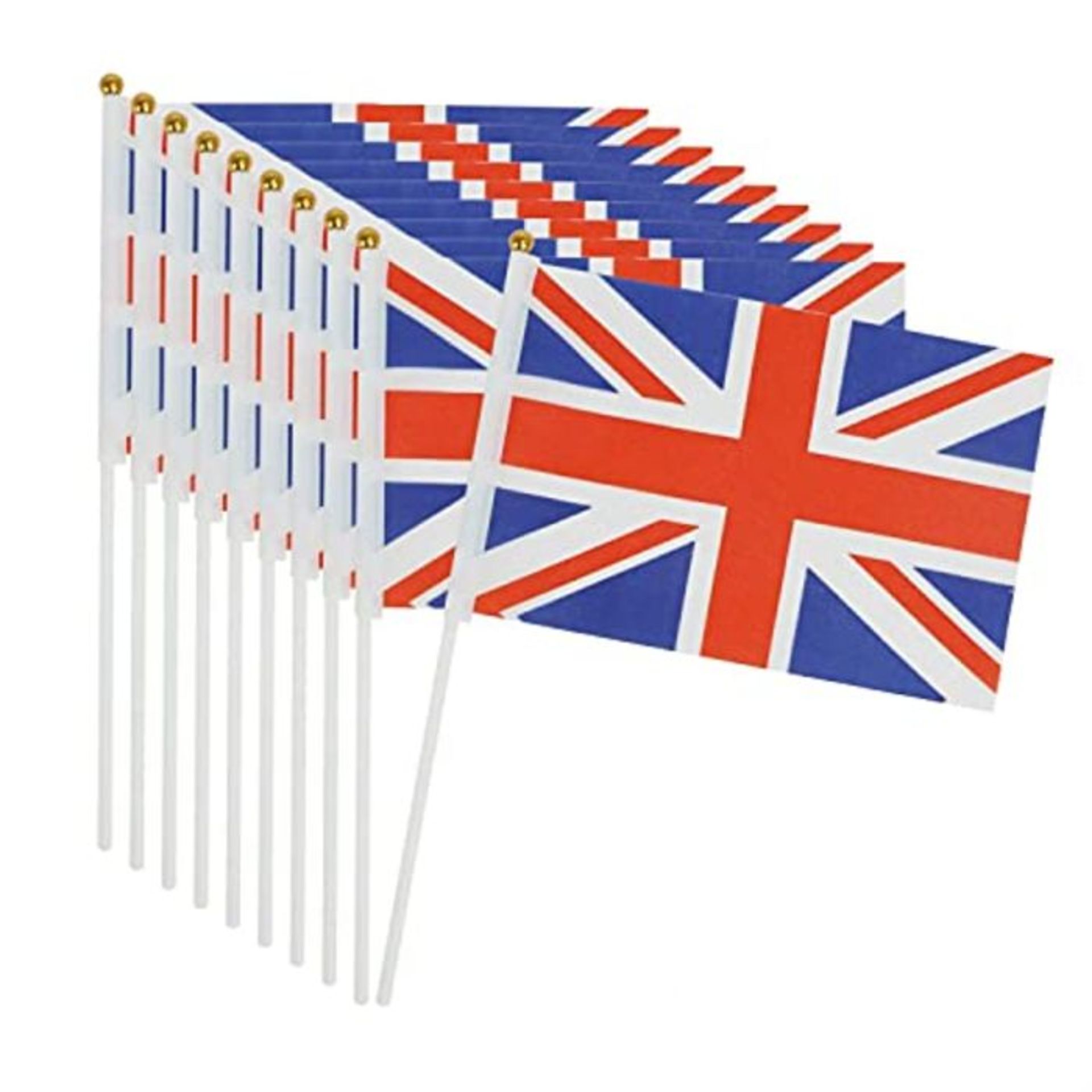 [INCOMPLETE] RUIXIA 50PCS Union Jack Waving Hand Flags with Sticks,British Union Jack