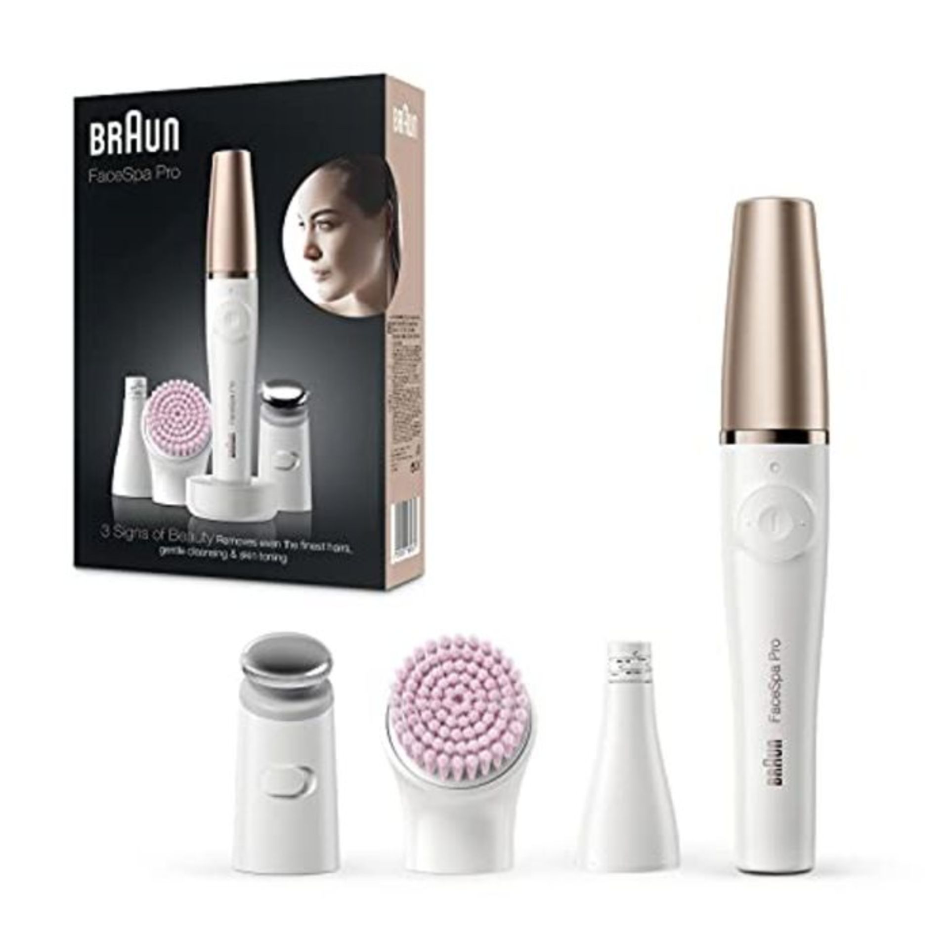 RRP £129.00 Braun FaceSpa Pro SE912 All-in-One Beauty Face Including Facial Epilator, Toner Head a