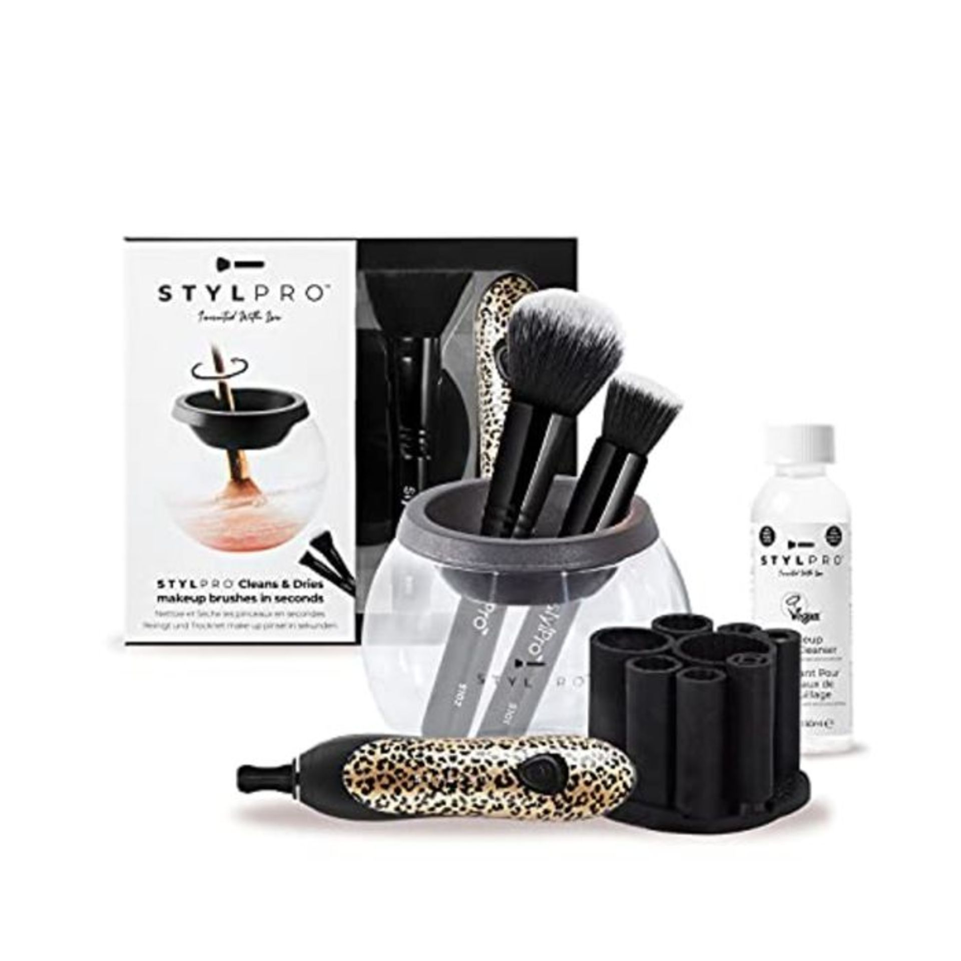 stylPro StylPro Cheetah Gift Set Kit: Electric Makeup Brush Cleaner and Dryer Machine