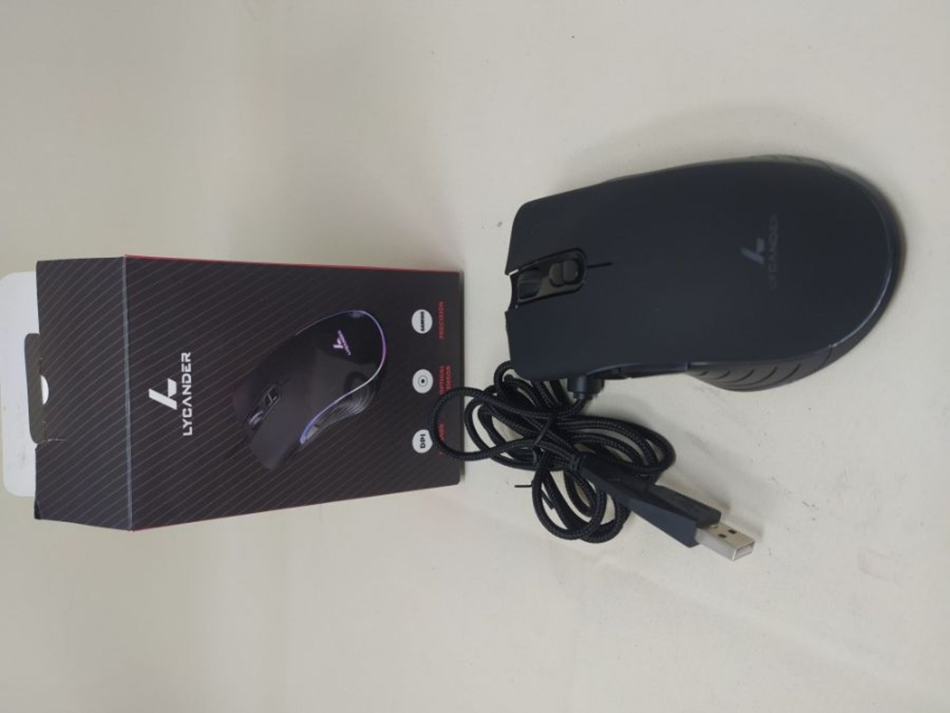 LYCANDER Gaming Mouse, Wired Optical USB Mice with Adjustable dpi up to 6400, 7 Button - Image 2 of 2