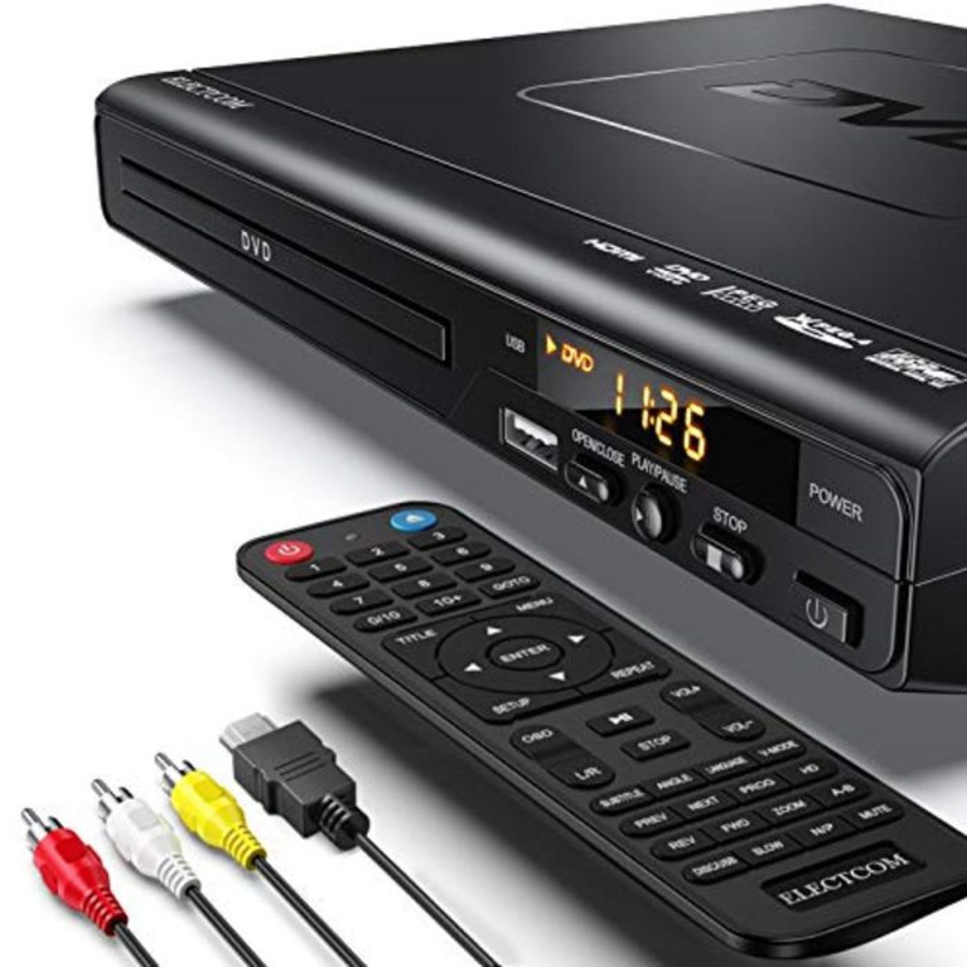 ELECTCOM DVD Player - DVD Player with HDMI Cable for TV, Multi Region DVD Player USB,