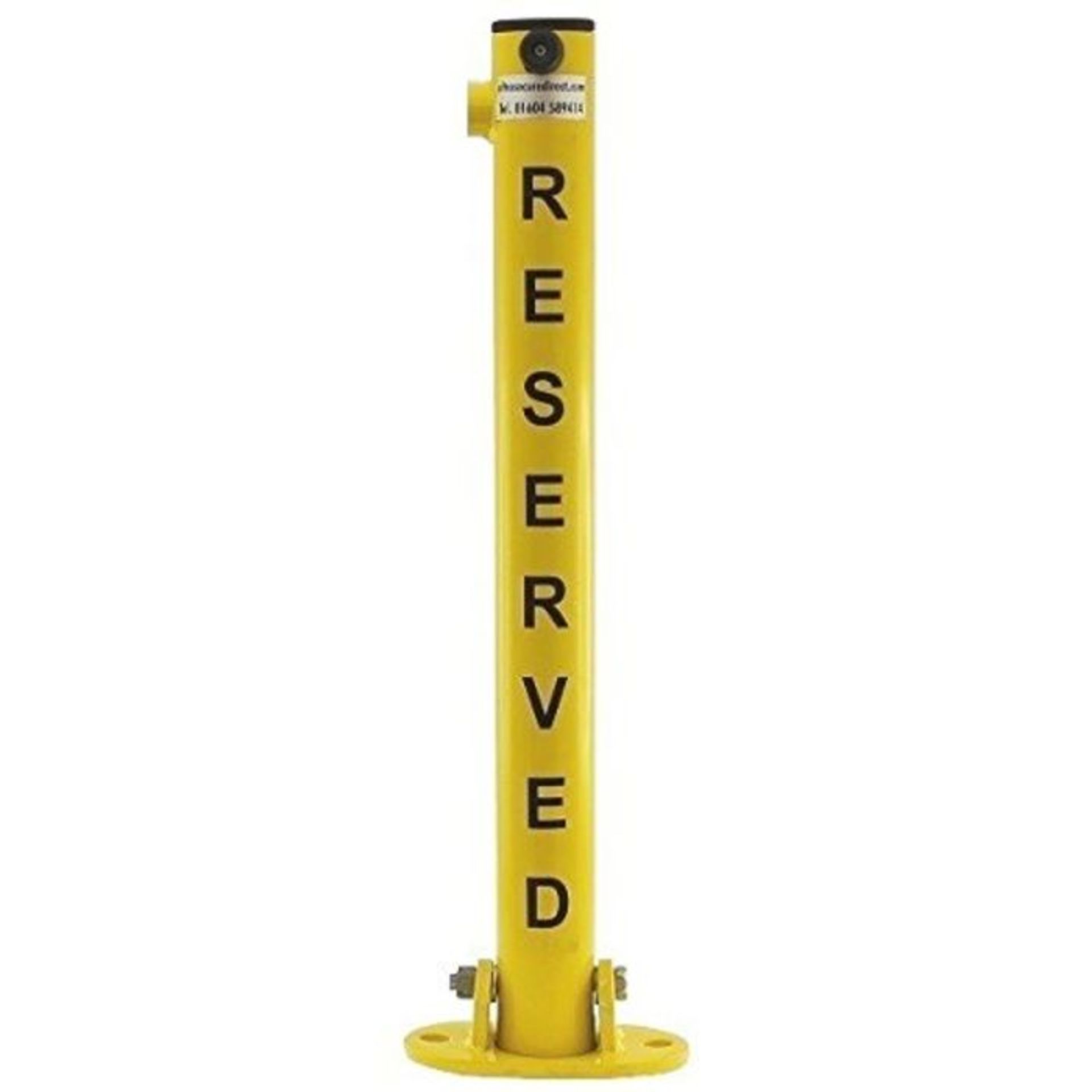 Yellow Fold Down Parking Post, Reserved Logo