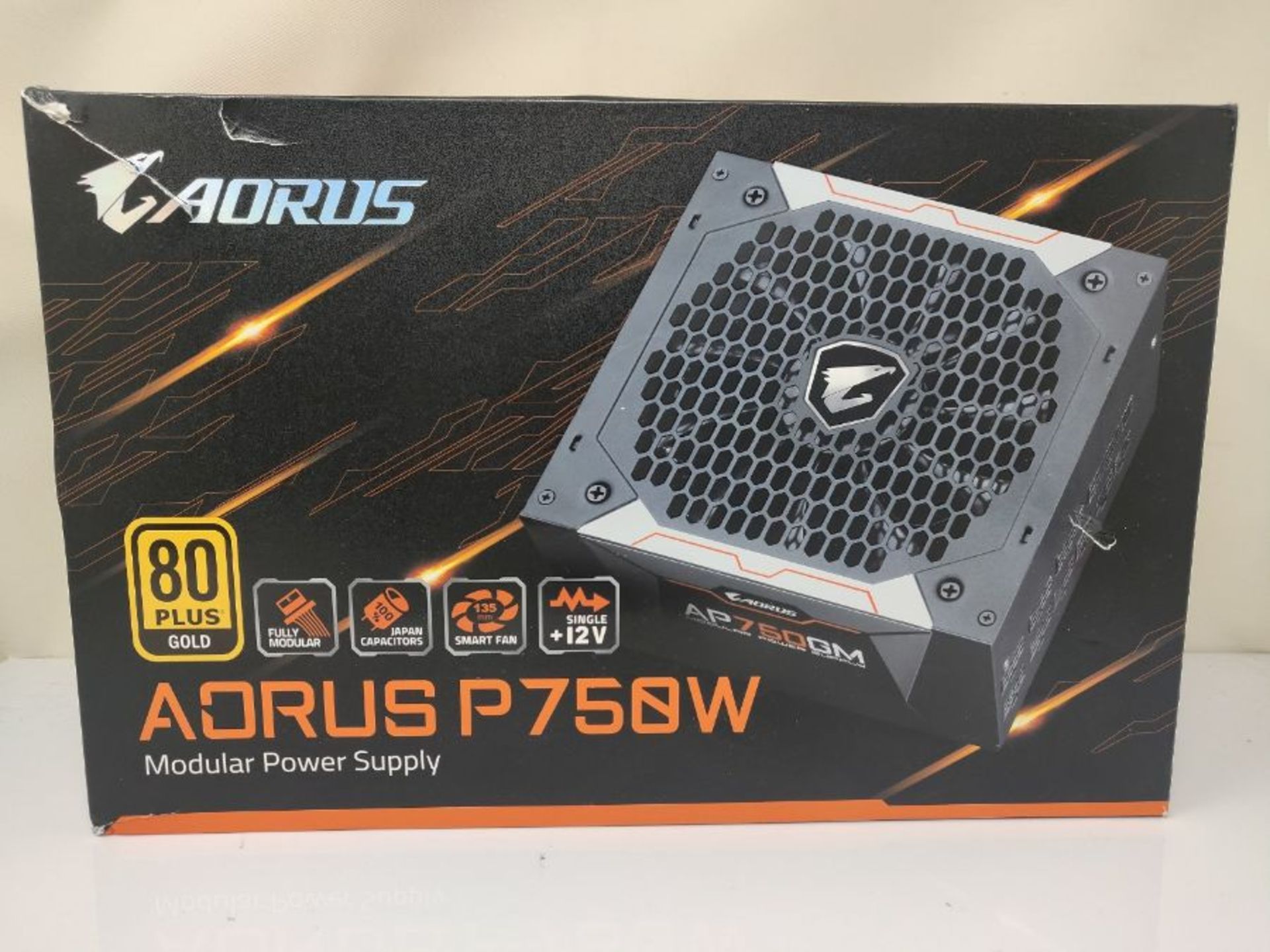 RRP £119.00 Gigabyte GP-AP750GM-UK Aorus P750W 750W 135mm Smart Fan 80 PLUS Gold Fully Modular PSU - Image 2 of 3