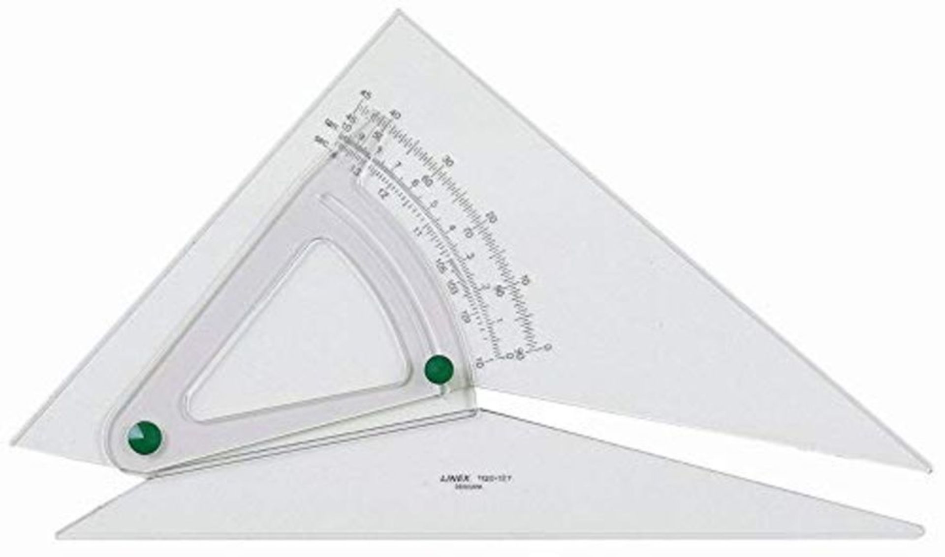 Linex Set Square Adjustable Precision 0.5 Degree Scale Bevelled Edge Long 250mm Clear