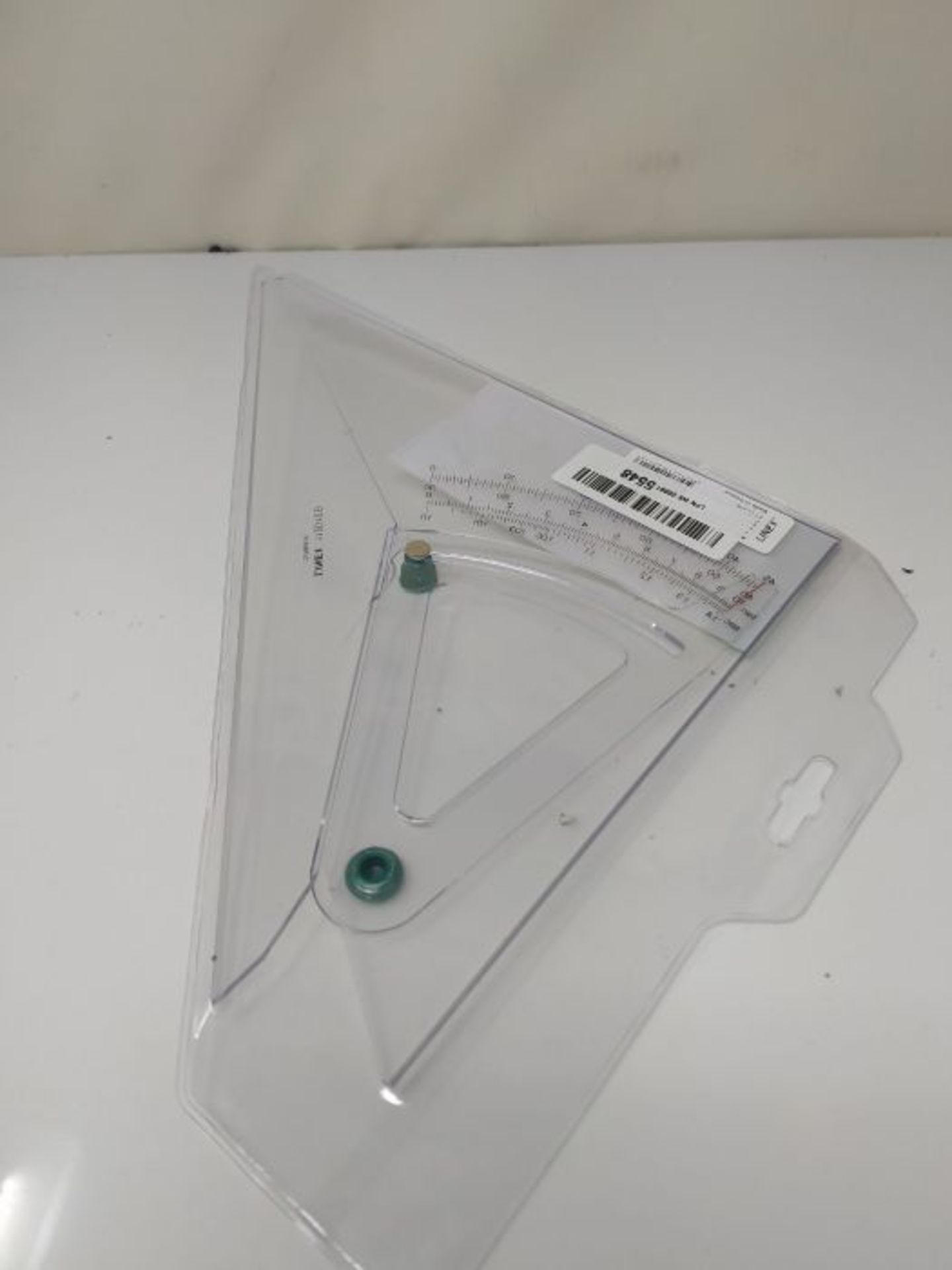 Linex Set Square Adjustable Precision 0.5 Degree Scale Bevelled Edge Long 250mm Clear - Image 2 of 2