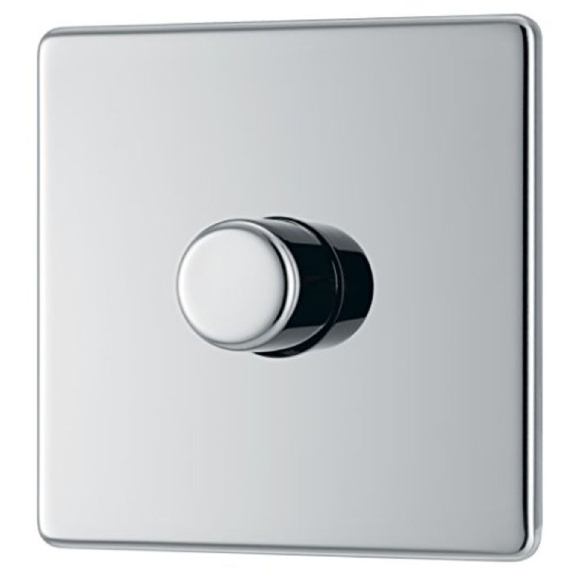 BG Electrical Screwless Flat Plate Single Dimmer Light Switch, Polished Chrome, 2-Way,