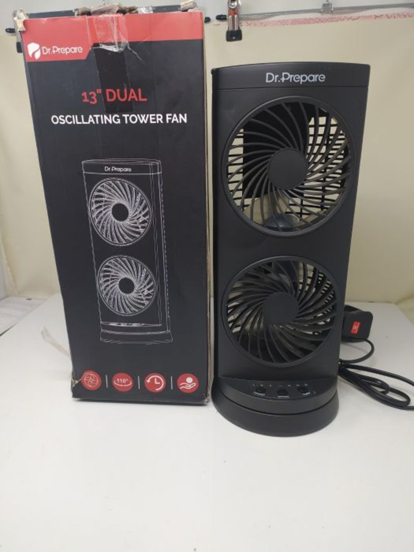 Dr. Prepare Tower Fan Oscillating Fan, Portable Desk Fan with 3-Speed Options, 110° O - Image 2 of 2