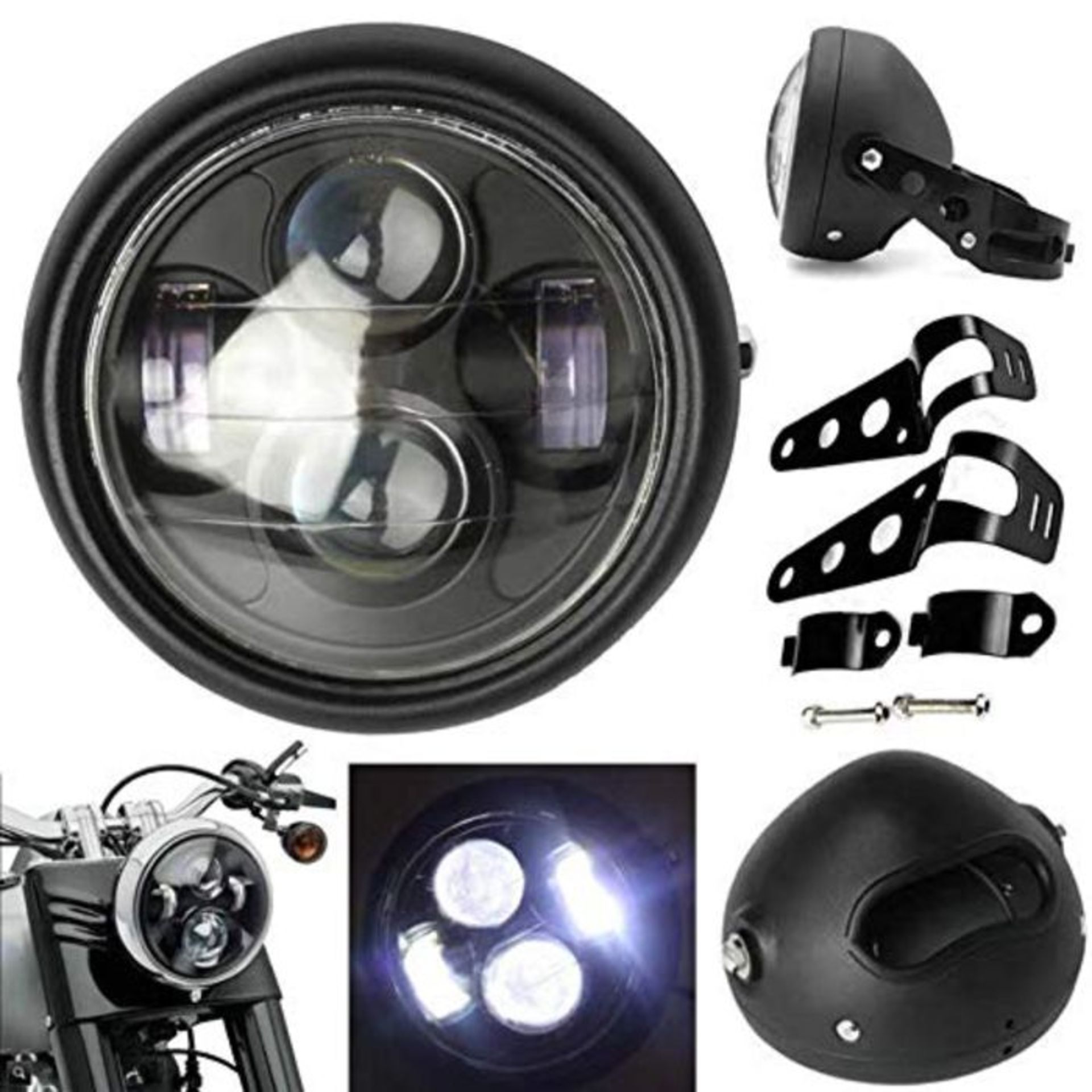 5-3/4 5.75inch Motorcycle Headlight Assembly+ Headlamp housing +Set Of Brackets Univer