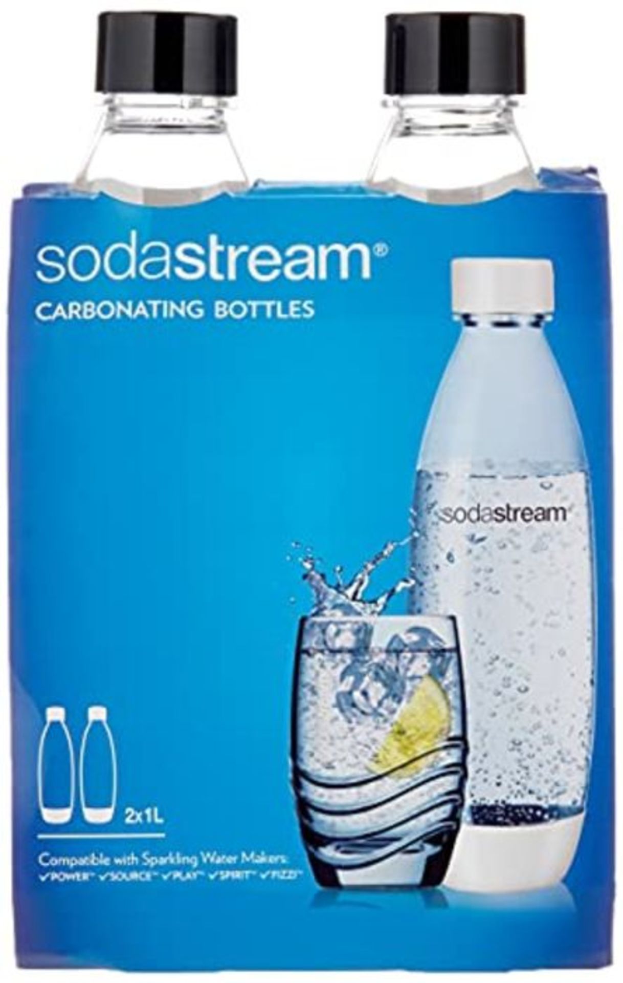SodaStream Twin Pack Fuse 1 Litre Reusable BPA Free Water Bottles for Sparkling Water