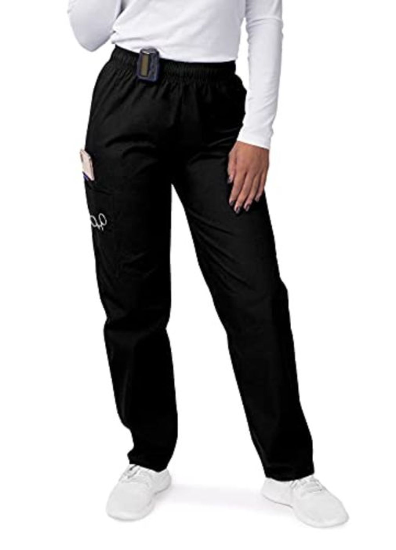 SIVVAN Women's Scrubs Drawstring Cargo Trousers - S8200 - Black - L