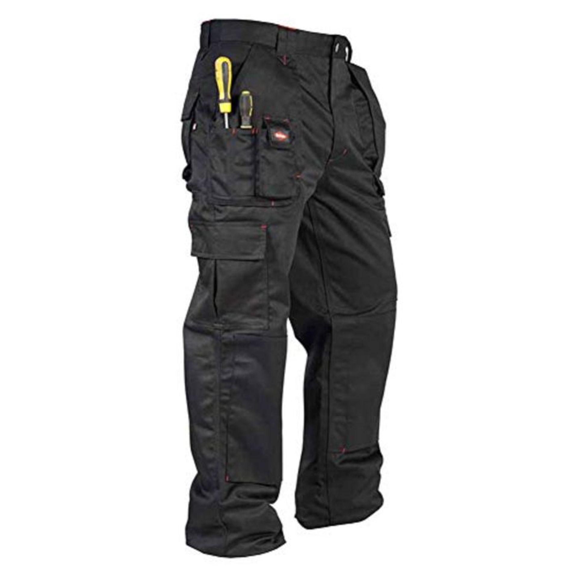 Lee Cooper Mens Cargo Workwear Pant Multi Tool Knee Pad Pocket Trouser Black 38W/31L