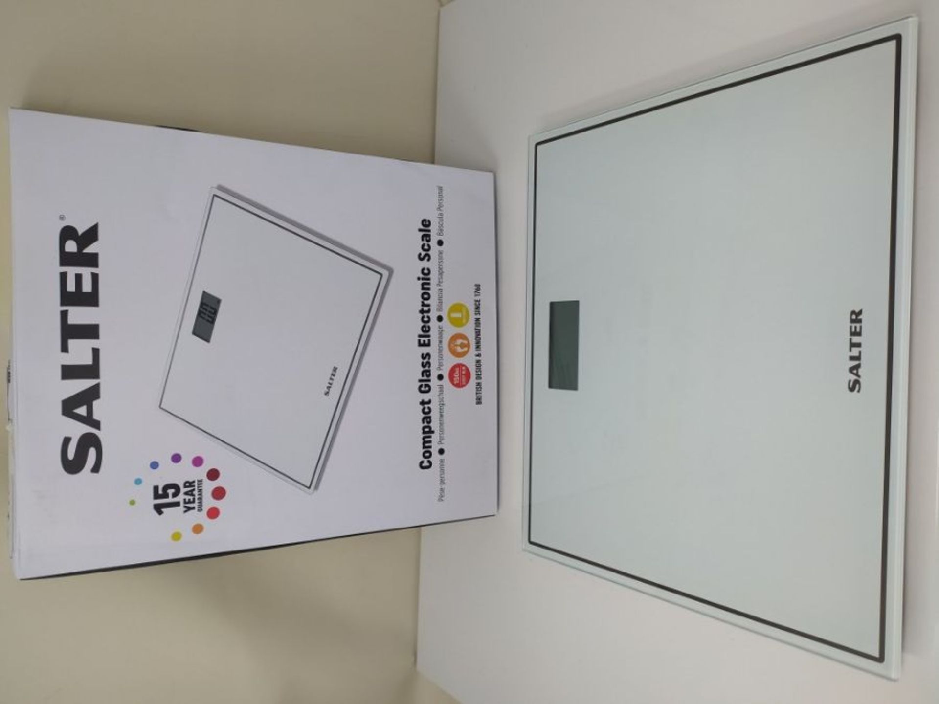 Salter Compact Digital Bathroom Scales - Toughened Glass, Measure Body Weight Metric / - Image 2 of 2