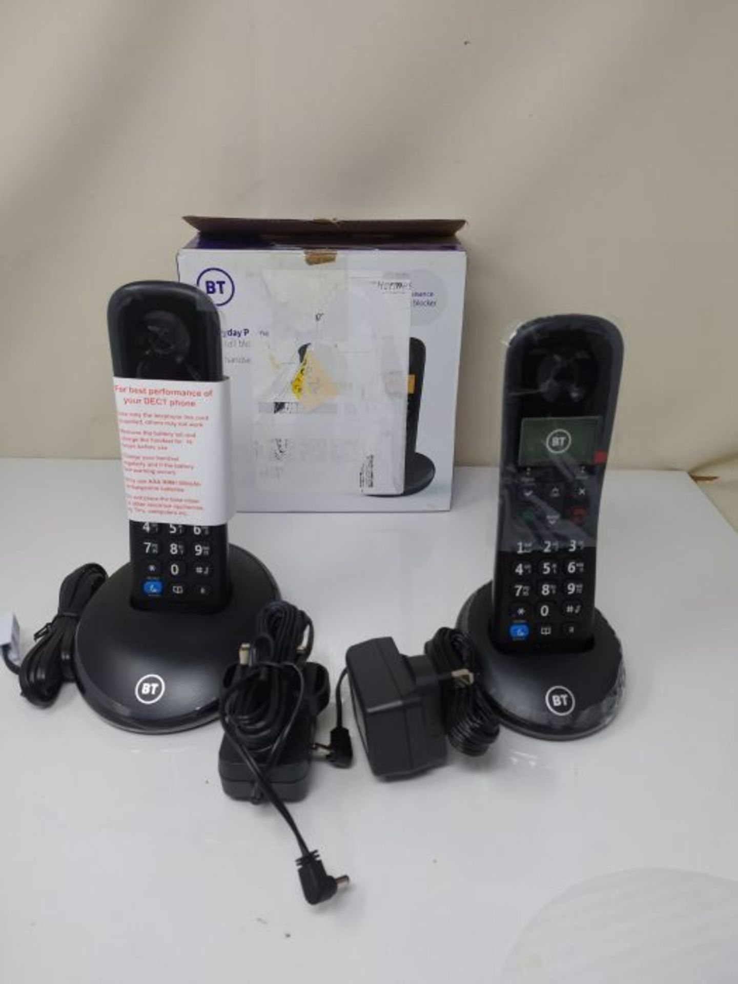 BT Everyday Cordless Home Phone with Basic Call Blocking, Twin Handset Pack, Black - Image 2 of 2