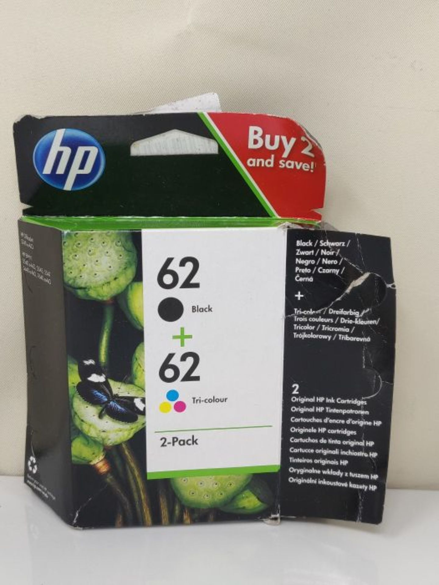 HP N9J71AE 62 Original Ink Cartridges, Black and Tri-color, Multipack - Image 2 of 3
