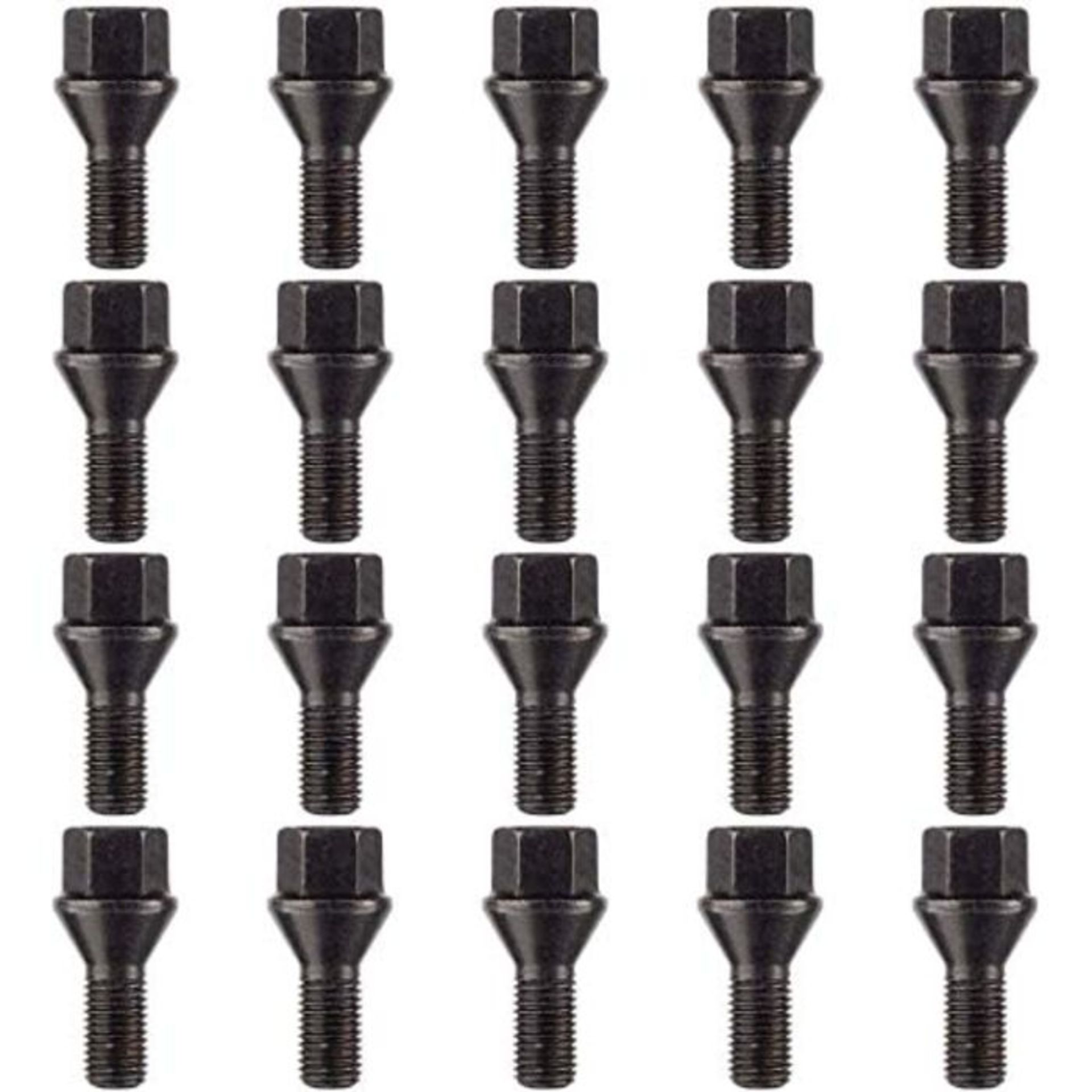 Ellis Excellence Set of 20 Alloy Wheel Bolts, M12 x 1.5, Tapered Seat, 26mm Thread, Co