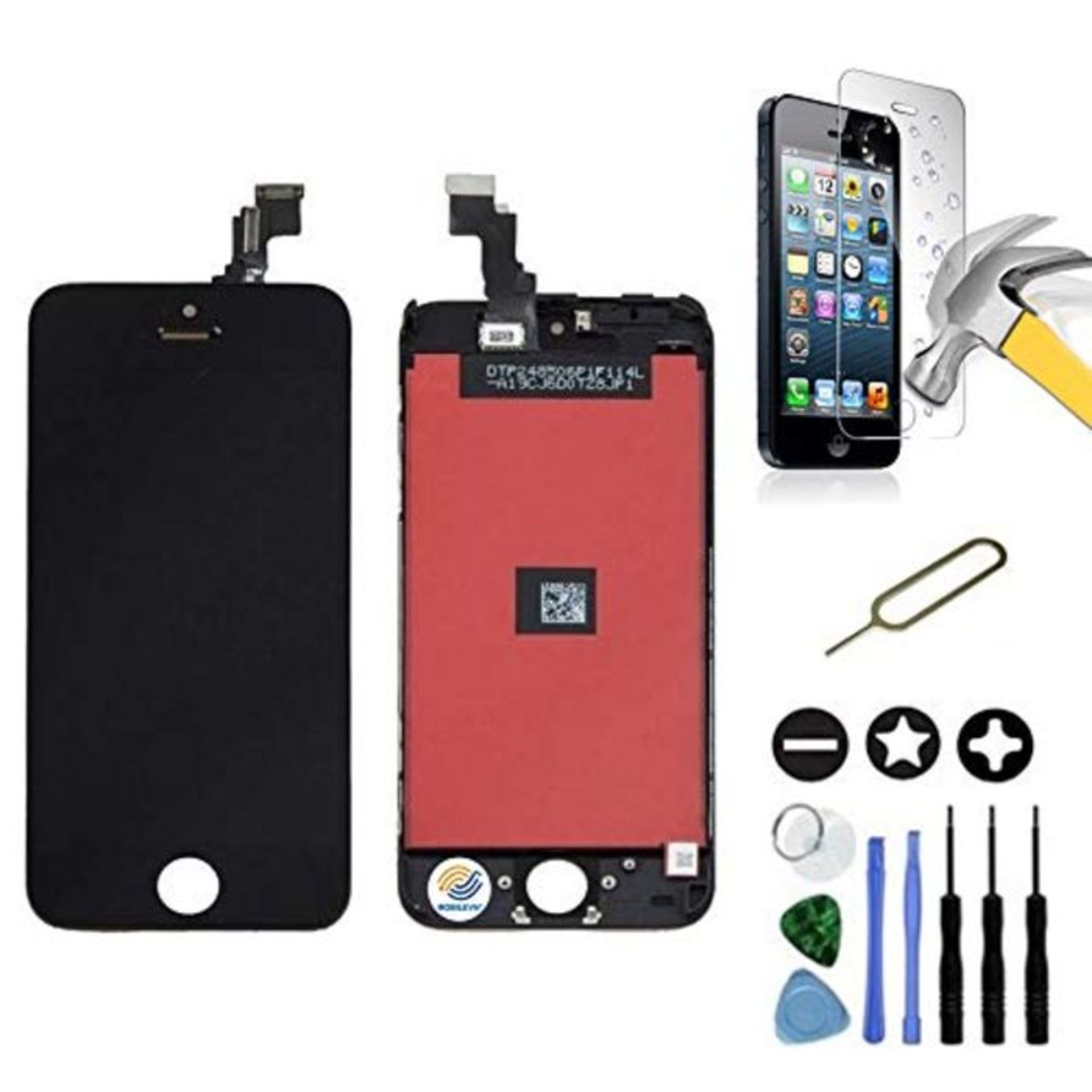 Mobilevie LCD Retina Display + Touchscreen Glass on Frame for iPhone 5C Black + Tools