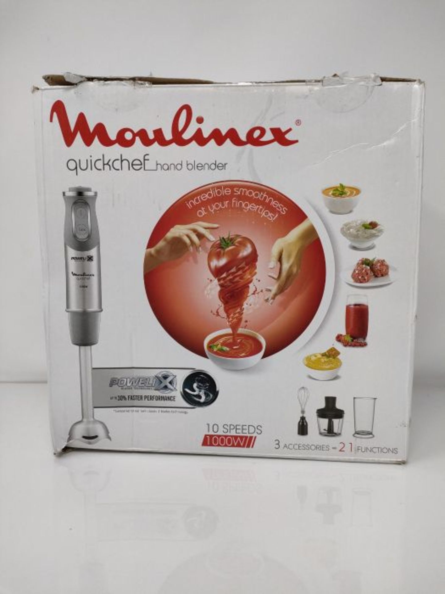RRP £60.00 Moulinex quickchef - Hand Blender with 3 Accessories, Stainless Steel, 10 Speeds, - Image 2 of 3