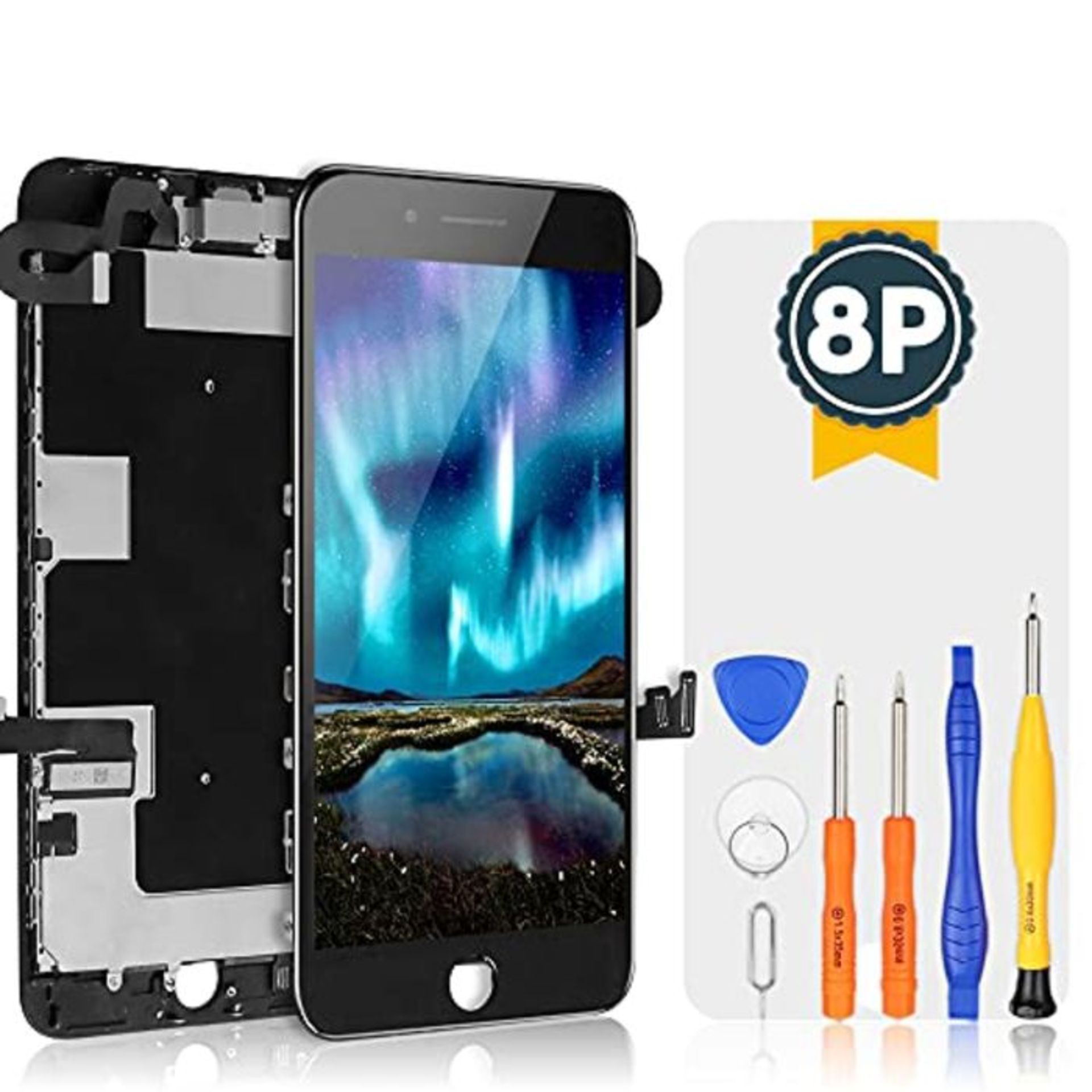 bokman for iPhone 8 Plus Black Screen Replacement Parts Full Display Assembly with Ear