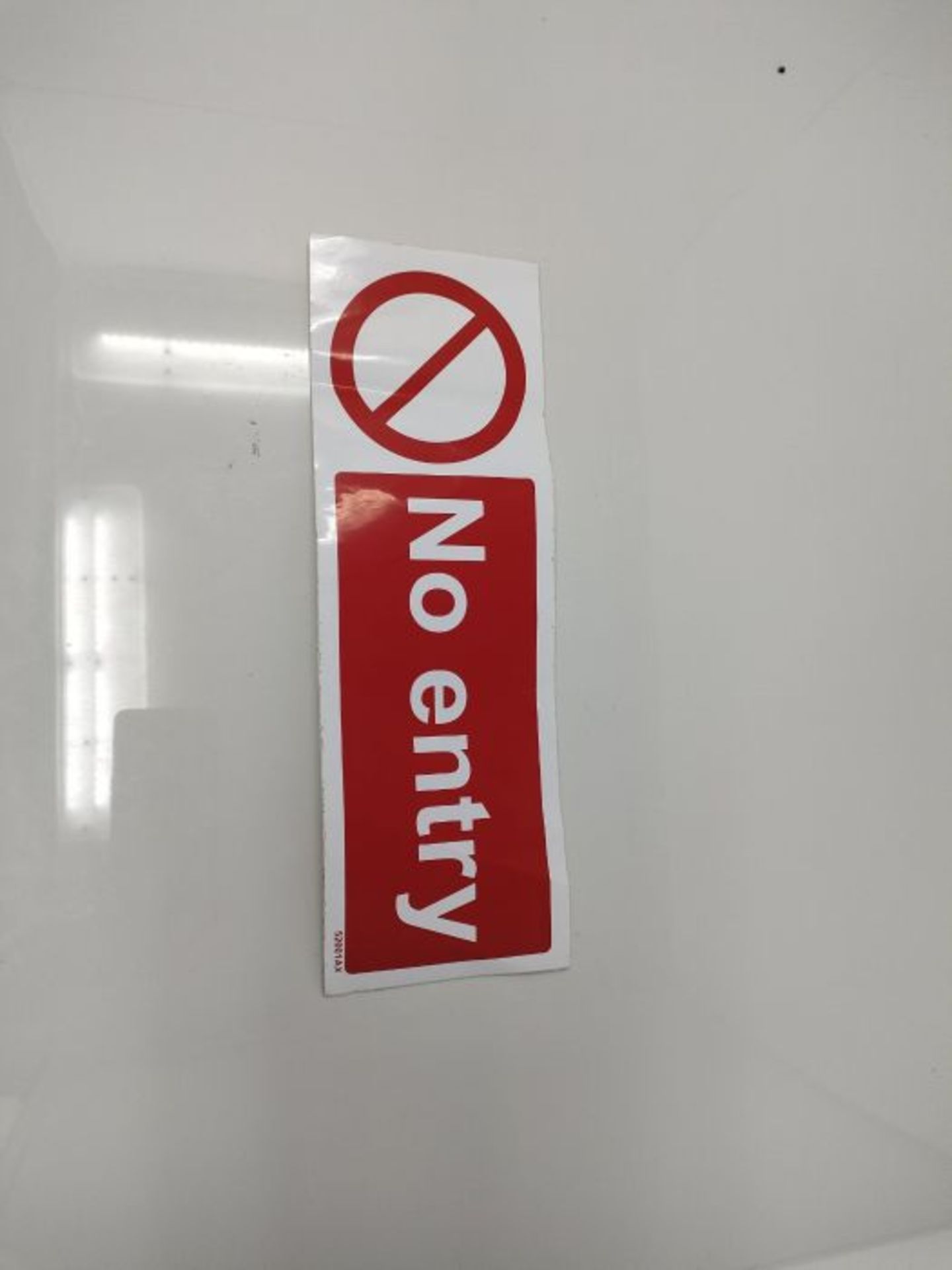 VSafety No Entry Prohibition Sign - Landscape - 300mm x 100mm - Self Adhesive Vinyl - Image 2 of 3