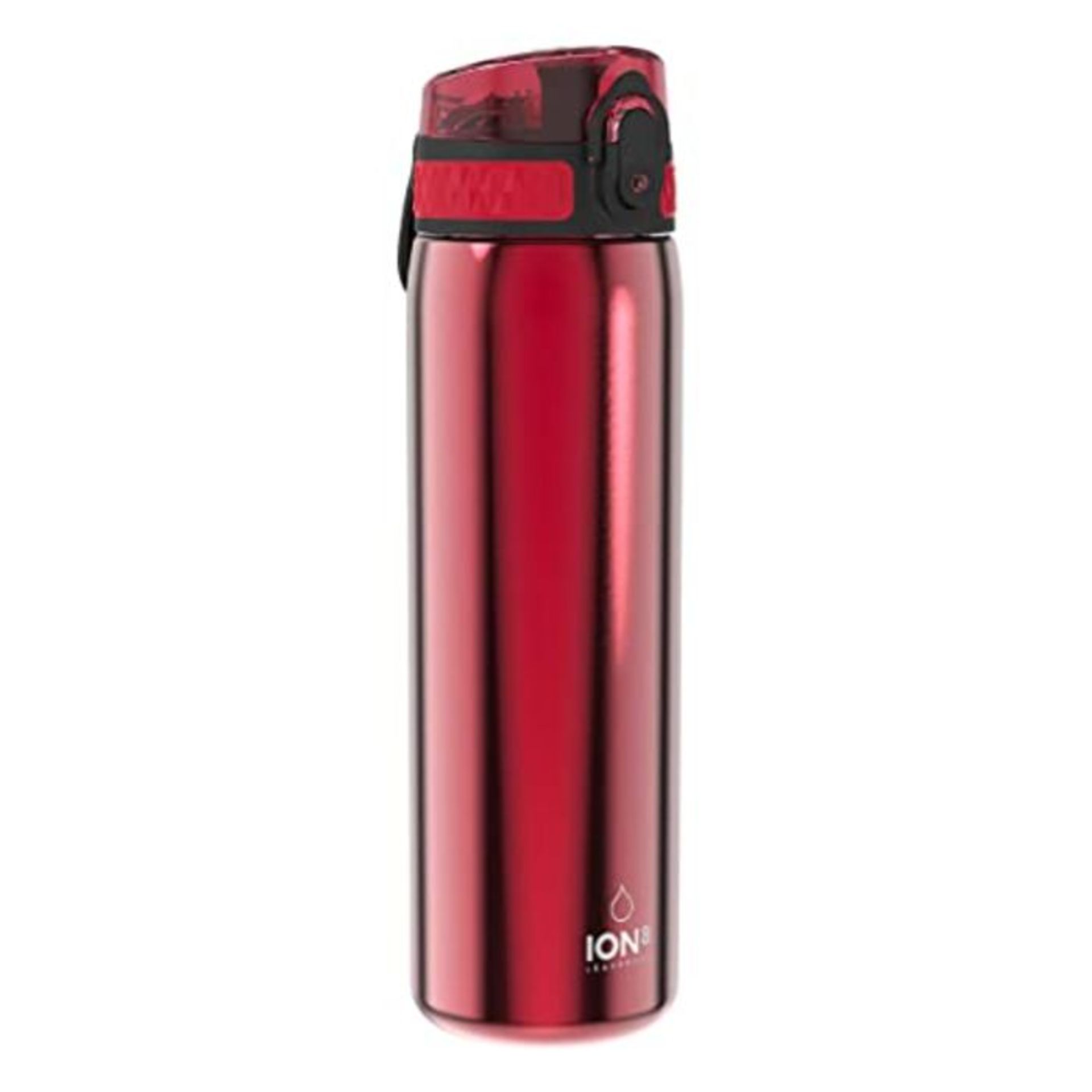 Ion8 Leak Proof Slim Water Bottle, Stainless Steel, 600ml (20oz), Red