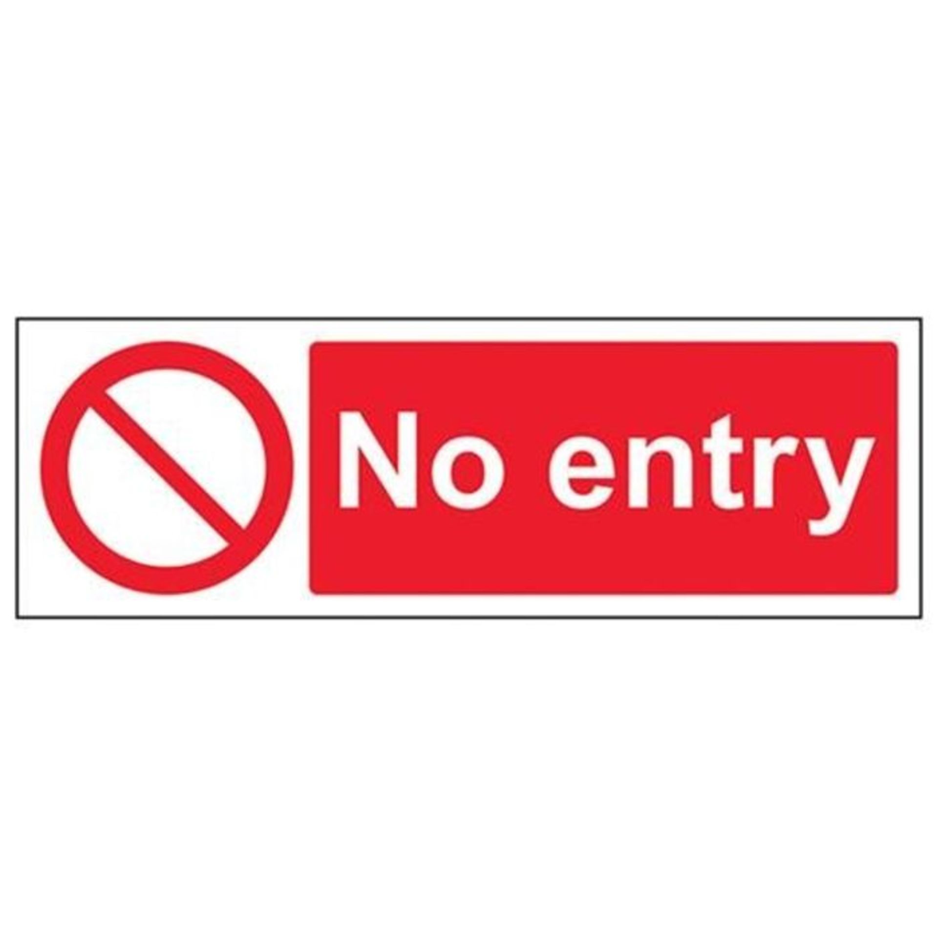 VSafety No Entry Prohibition Sign - Landscape - 300mm x 100mm - Self Adhesive Vinyl