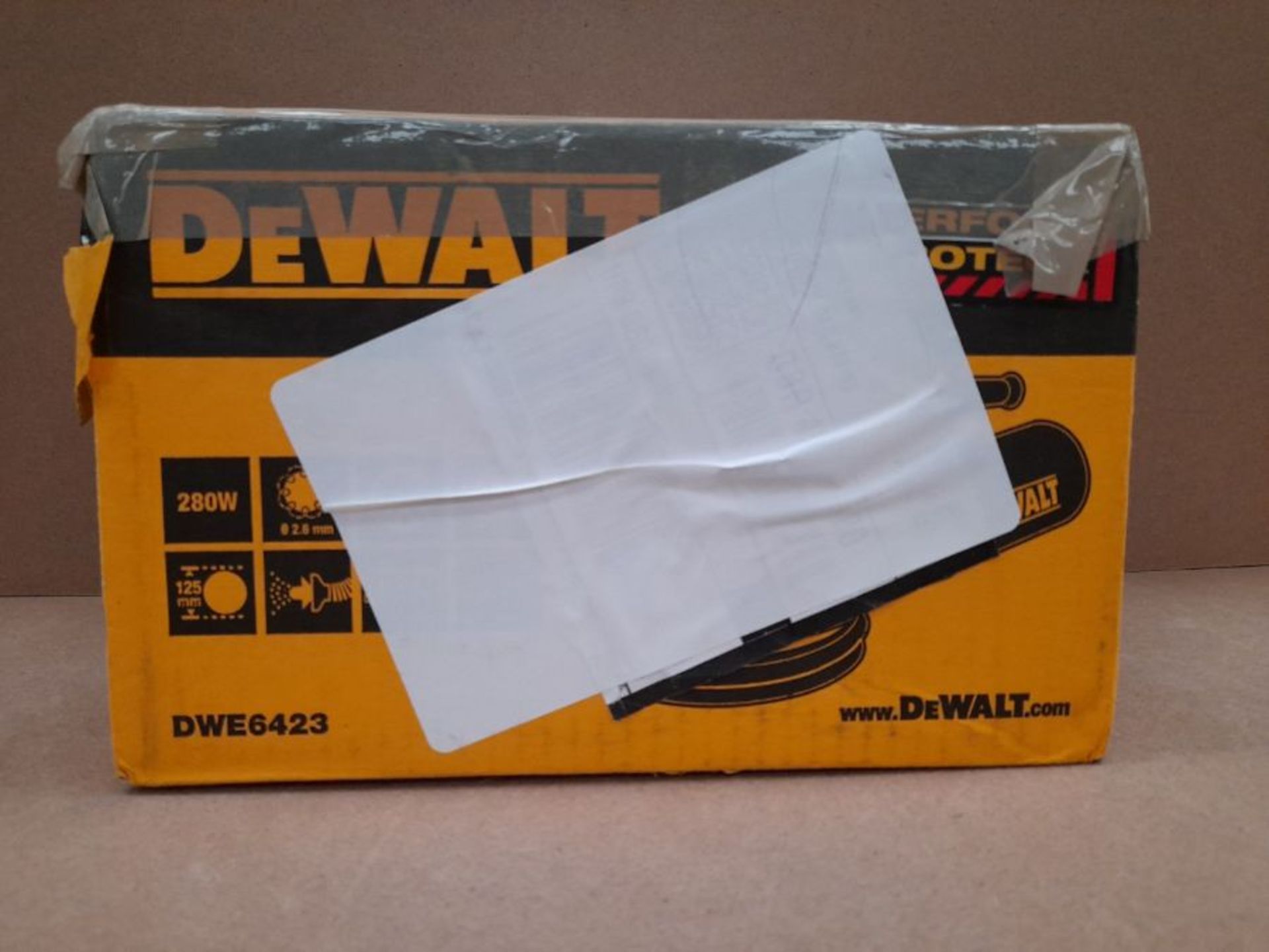 RRP £85.00 DEWALT DEWDWE6423L Random Orbital Sanders, Yellow/Black (100V Industrial Plug) - Image 2 of 3