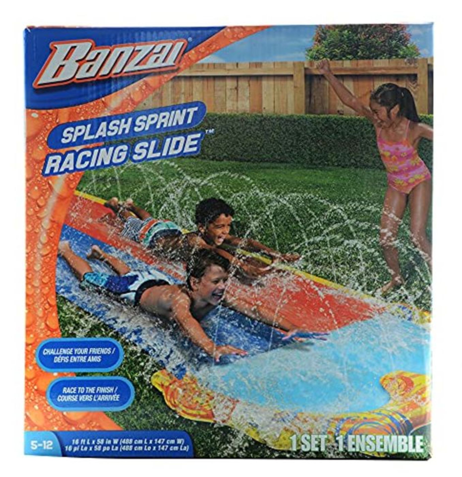 BANZAI 16ft Splash Sprint Racing Water Double Slider Water Slide