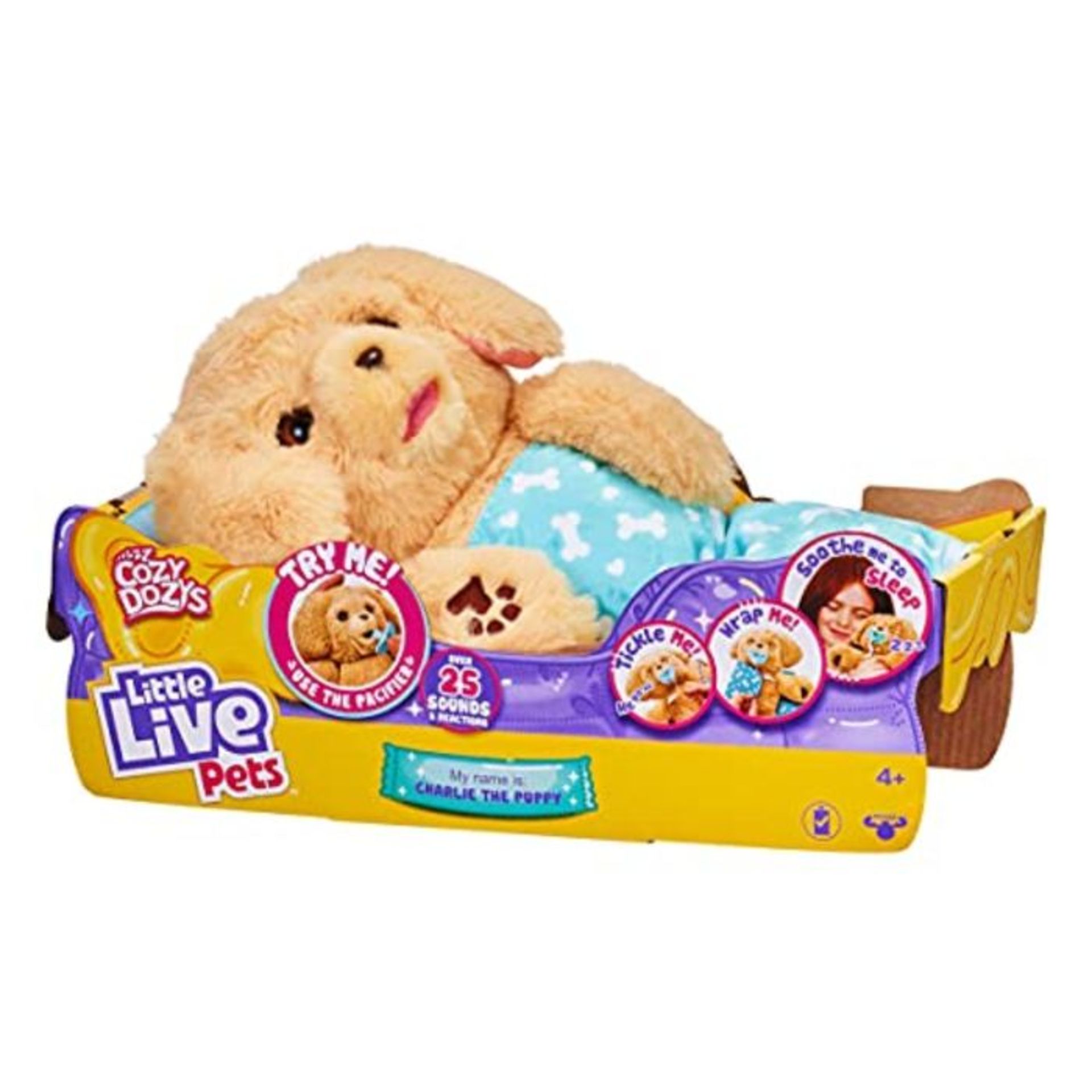 Little Live Pets 26387 Charlie Cozy Dozys Puppy Interactive Cuddly Dog Toy with Sounds