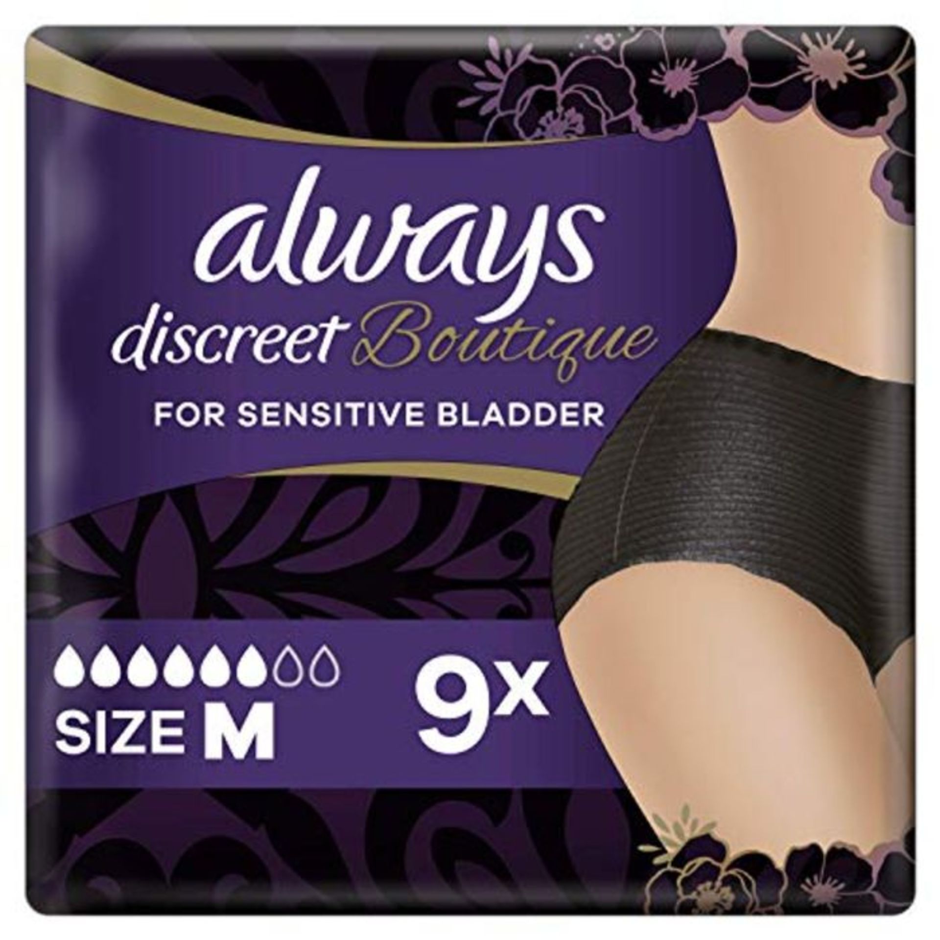 Always Discreet Boutique Underwear Incontinence Pants Plus Medium Black X 9,Â For Se