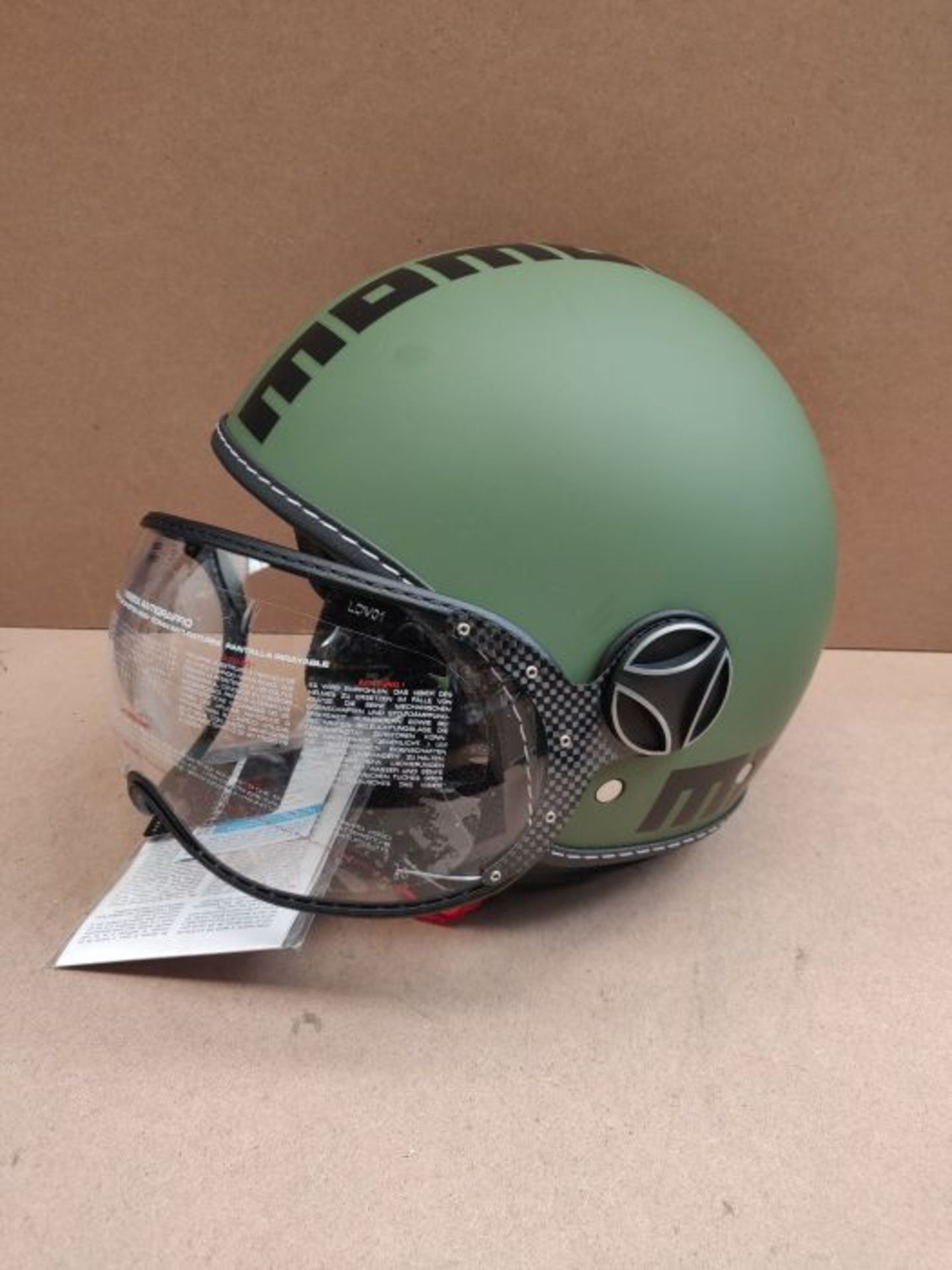 RRP £176.00 [CRACKED] MOMO Design 10010020265 Demi Jet Helmet, Fighter Classic, Matt Green/Black, - Image 3 of 3