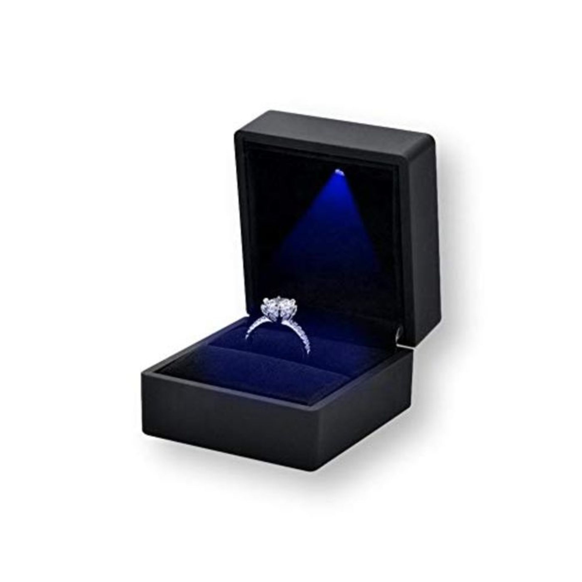 Jewellbox Luxury Black Ring Box, with LED light Velvet Earrings Display Case, Gift Box