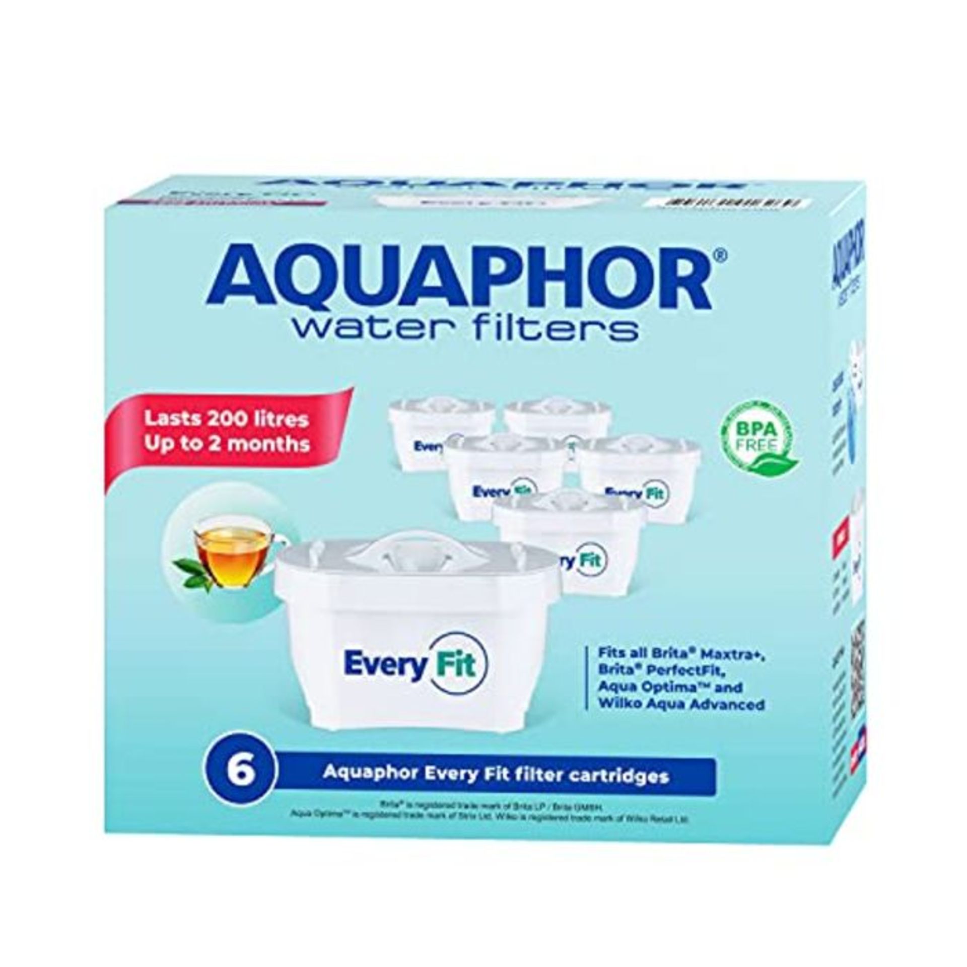 Aquaphor Every Fit Replacement Water Filter cartridges 6pack, FITS BRITA MAXTRA+ and A