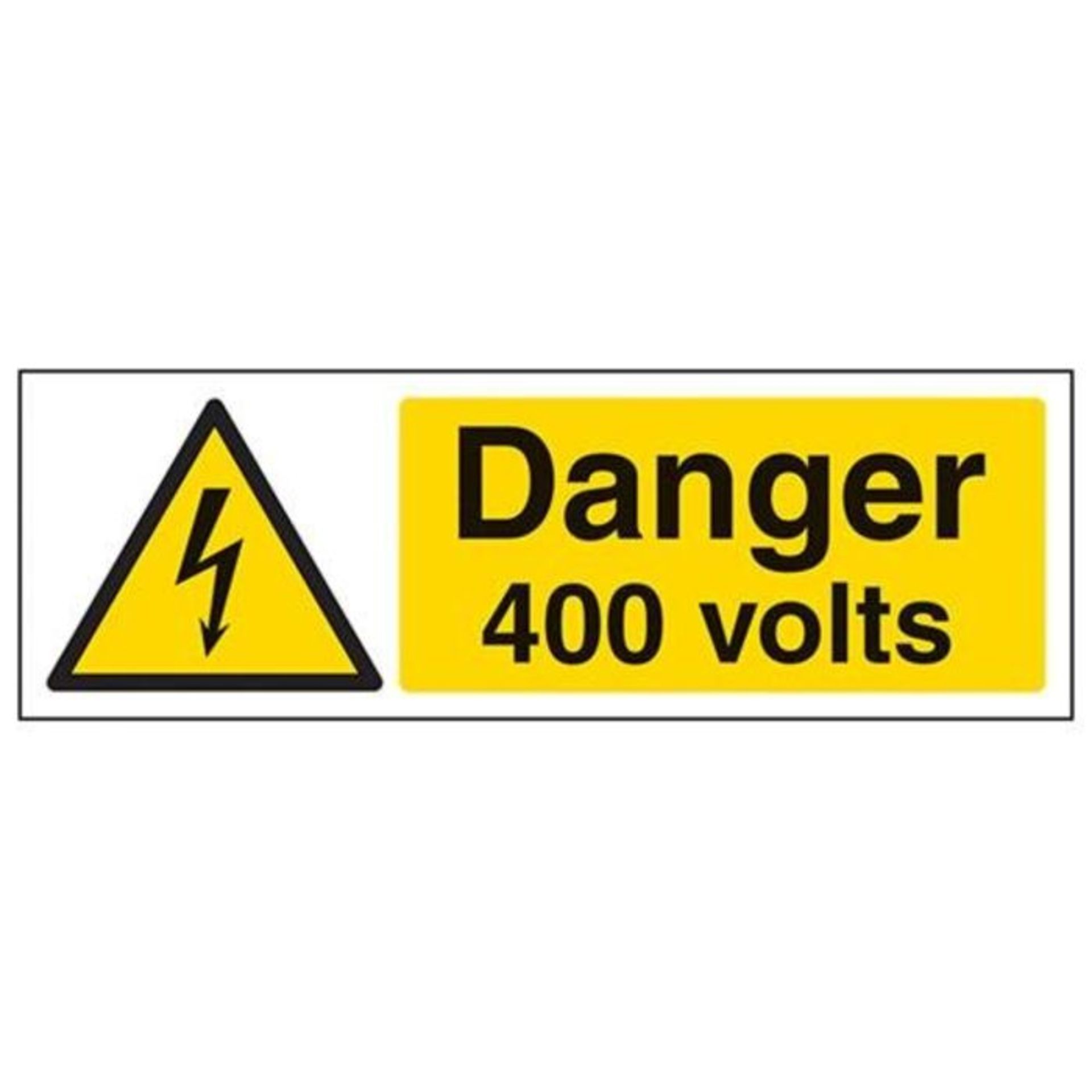 VSafety Danger, 400 Volts Warning Sign - Landscape - 300mm x 100mm - Self Adhesive Vin