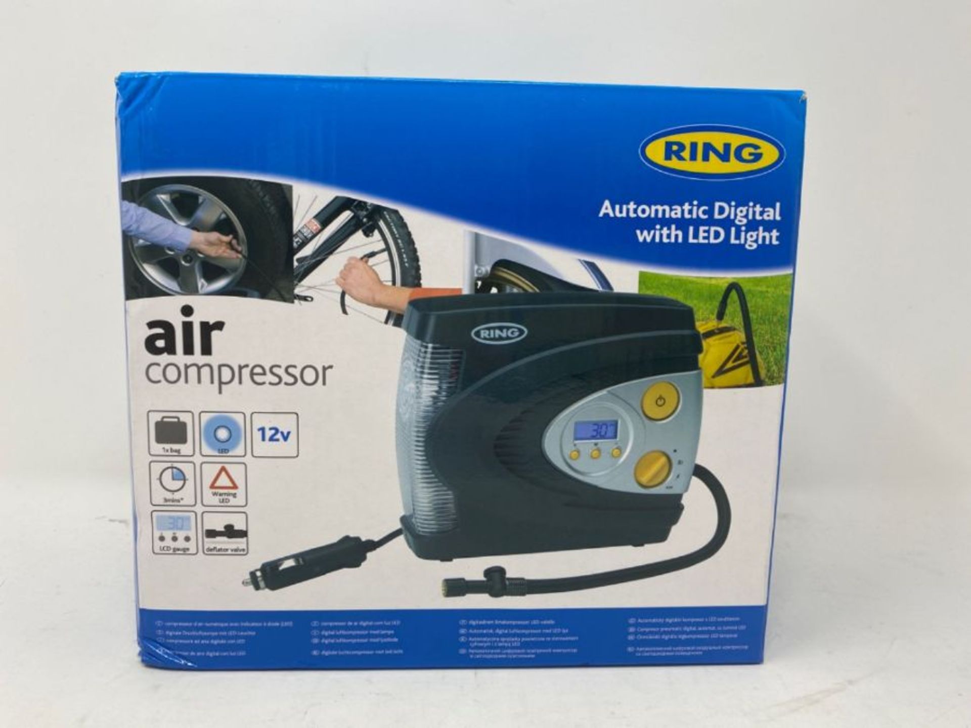 Ring RAC630 12V Digital Tyre Inflator, Air Compressor with Auto stop, Tyre Pump with L - Image 2 of 3