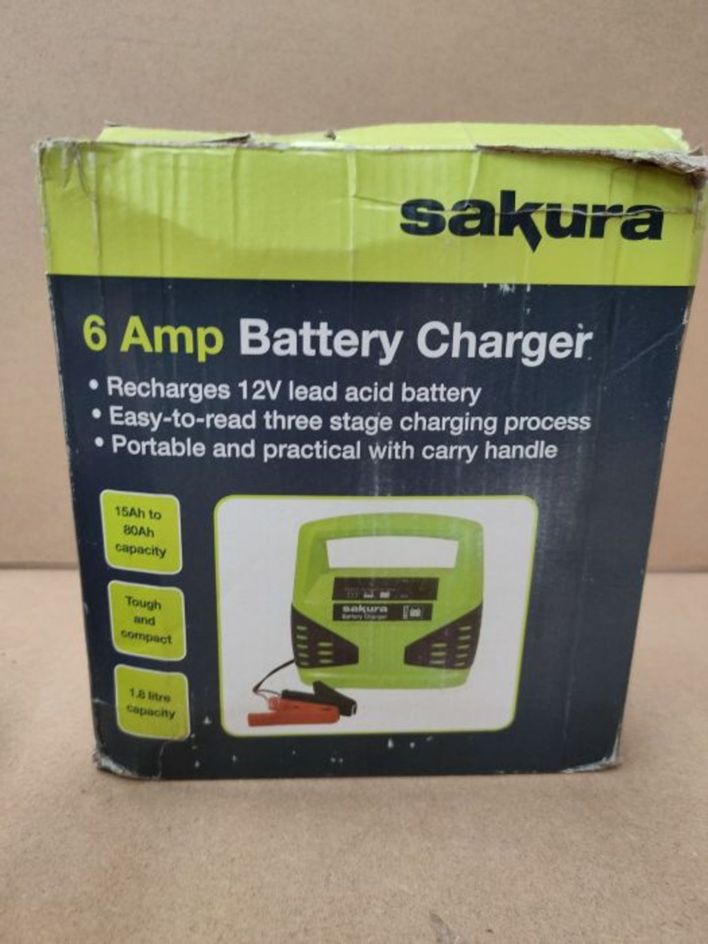 Sakura 6 Amp 12 V Car Battery Charger SS3630  For Vehicles Up To 1.8L / 1800CC - Le - Image 2 of 3