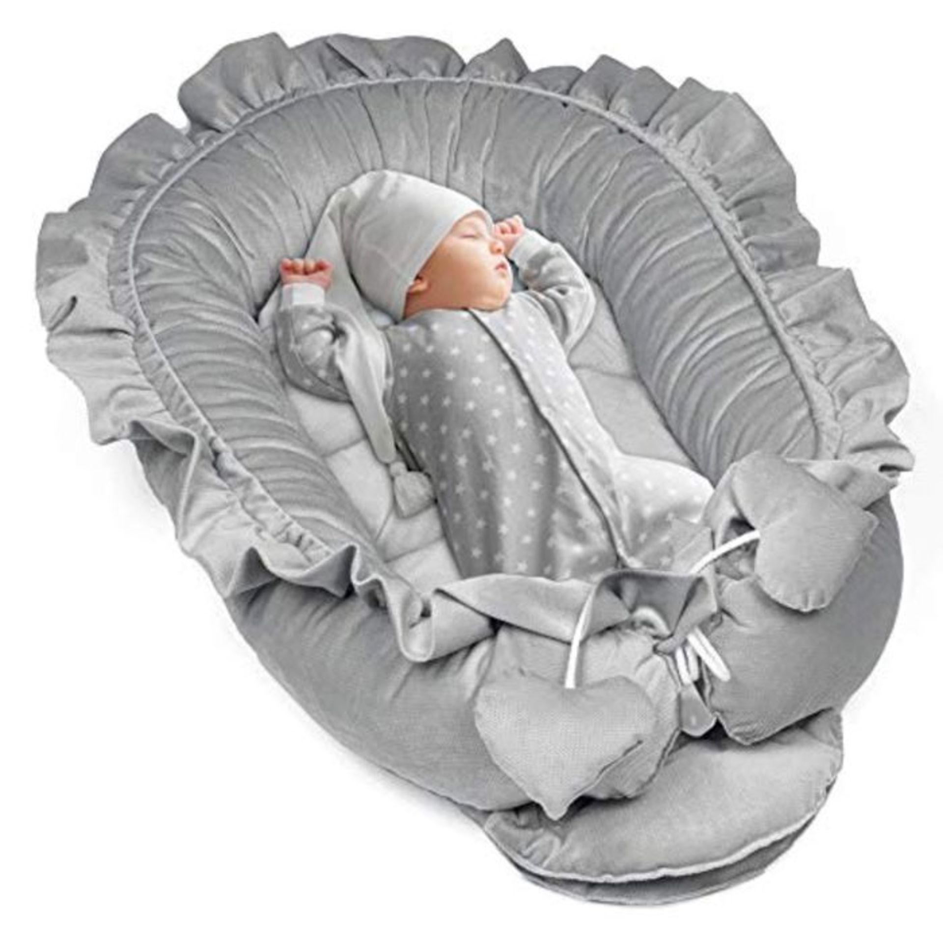 Baby Nest Set Newborn 90 x 50 cm - Cuddly Nest Baby Cot Bumper Bed Cocoon Grey