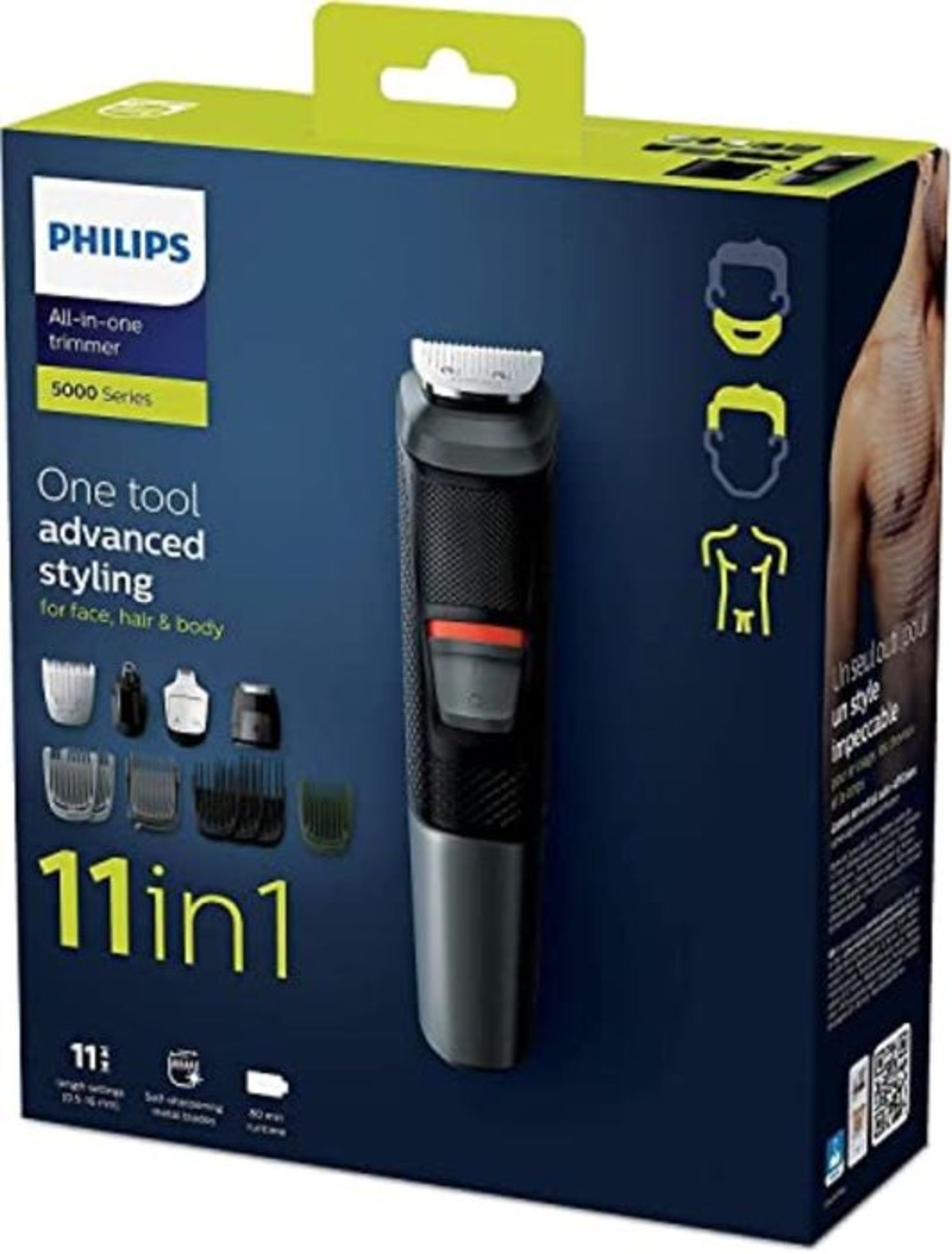 Philips 11-in-1 All-In-One Trimmer, Series 5000 Grooming Kit, Beard Trimmer, Hair Clip